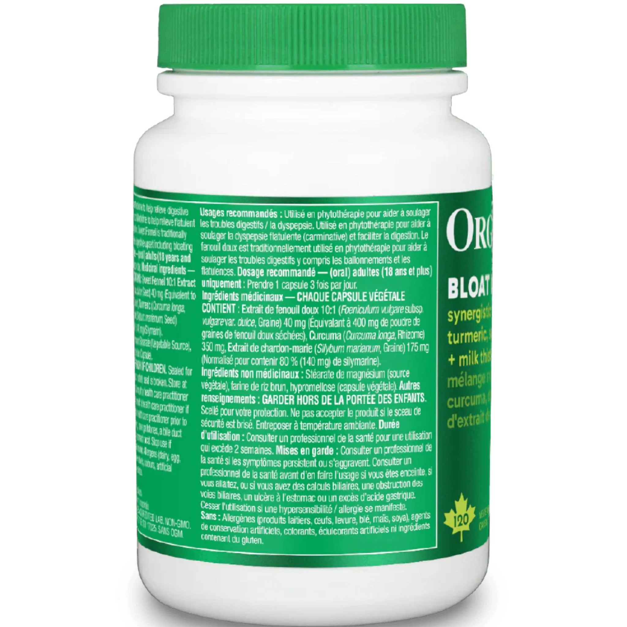 Organika Bloat Relief, Decrease Bloating and Gas, 120 Capsules - Image 4