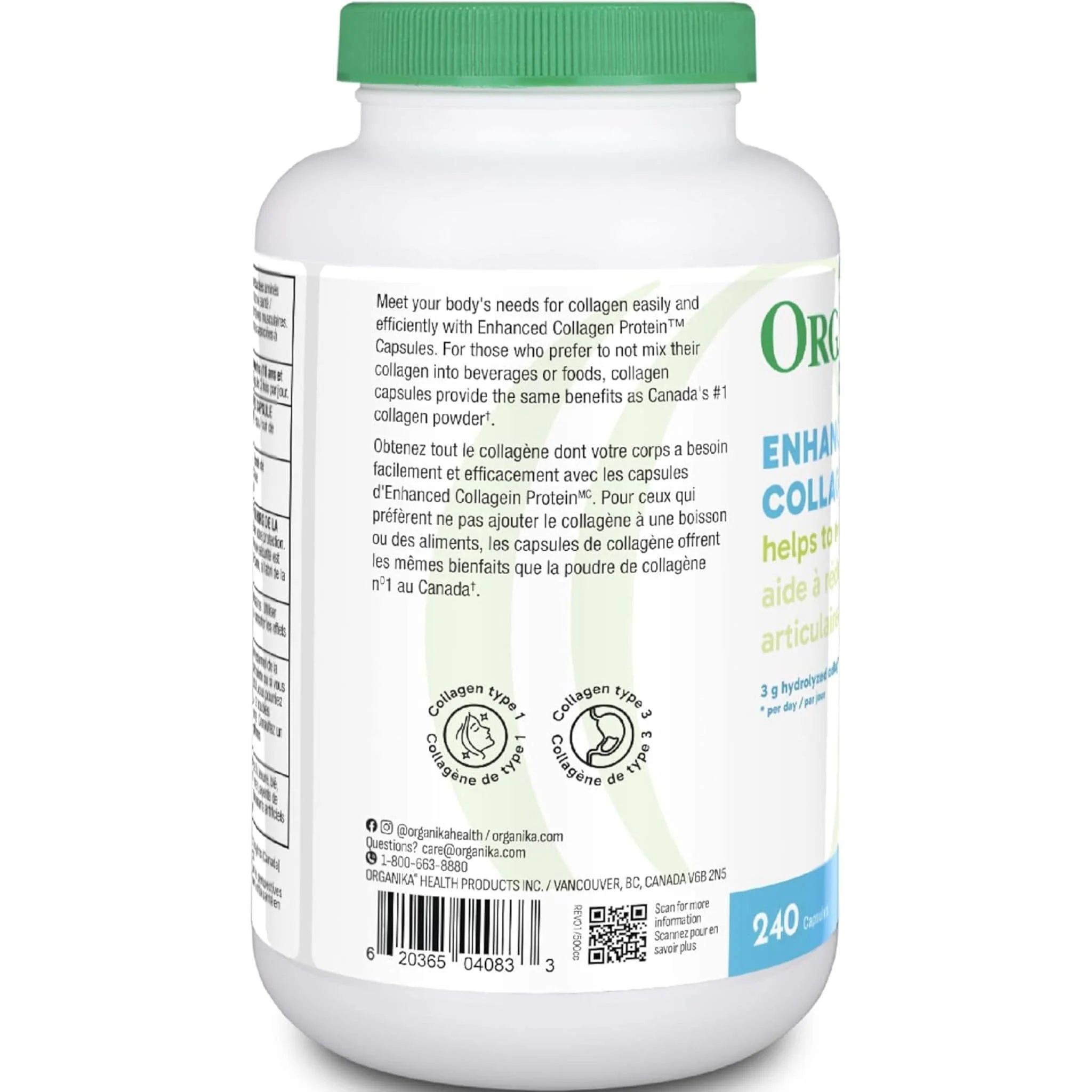 Organika Bovine Collagen Capsules 500mg, 240 Capsules - Image 3