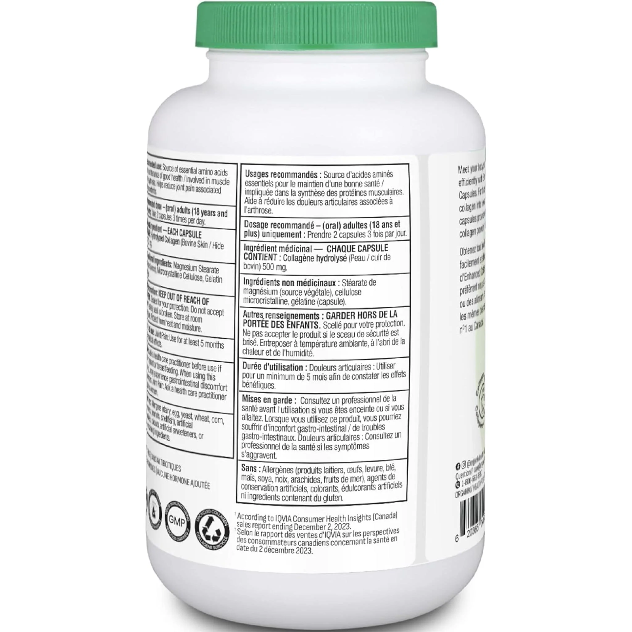 Organika Bovine Collagen Capsules 500mg, 240 Capsules - Image 5