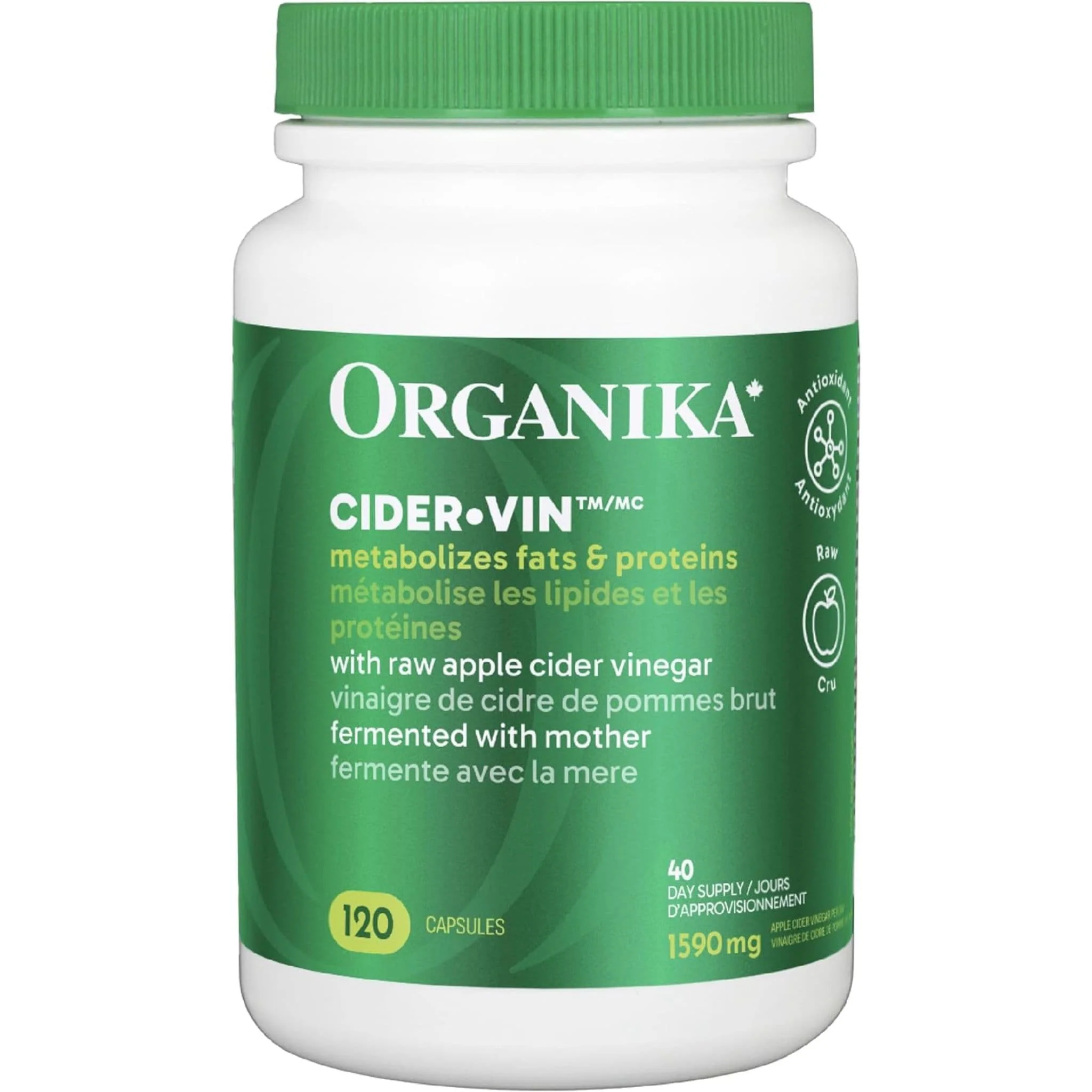 Organika Cider Vin Unrefined Apple Cider Vinegar 530mg Capsules - Image 9