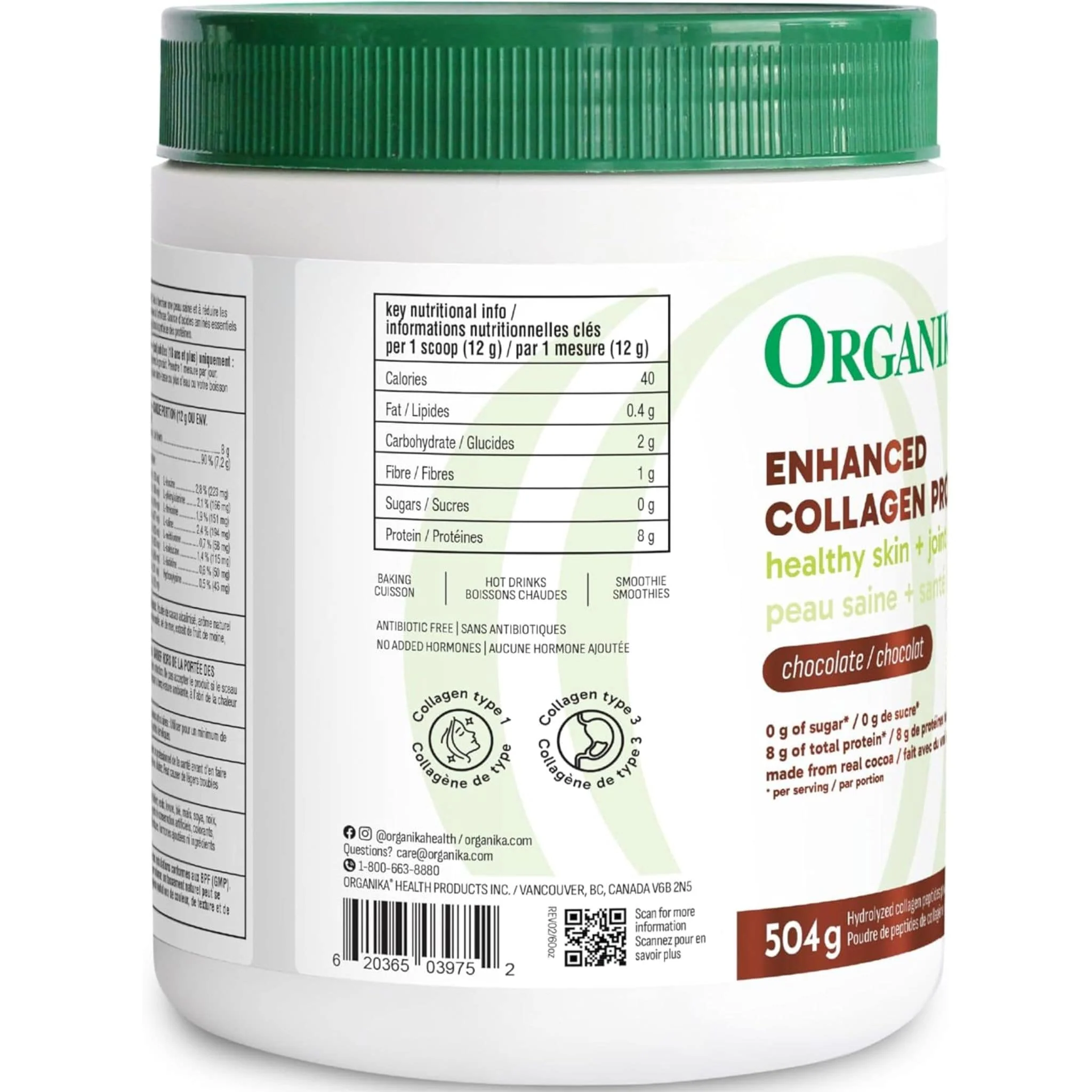 Organika Enhanced Collagen Powder (100% flavourless hydrolyzed collagen peptides), 250-500g - Image 15