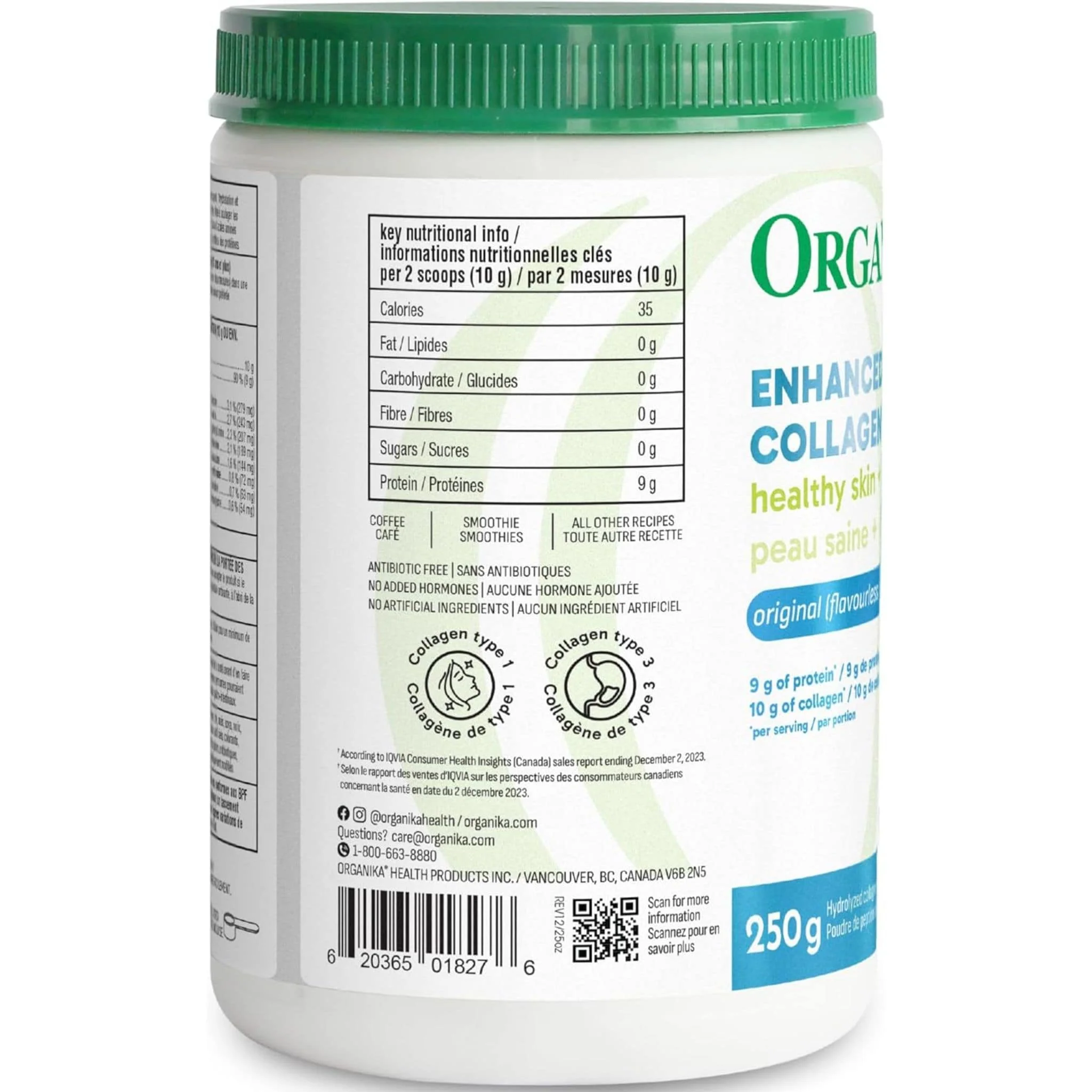 Organika Enhanced Collagen Powder (100% flavourless hydrolyzed collagen peptides), 250-500g - Image 26