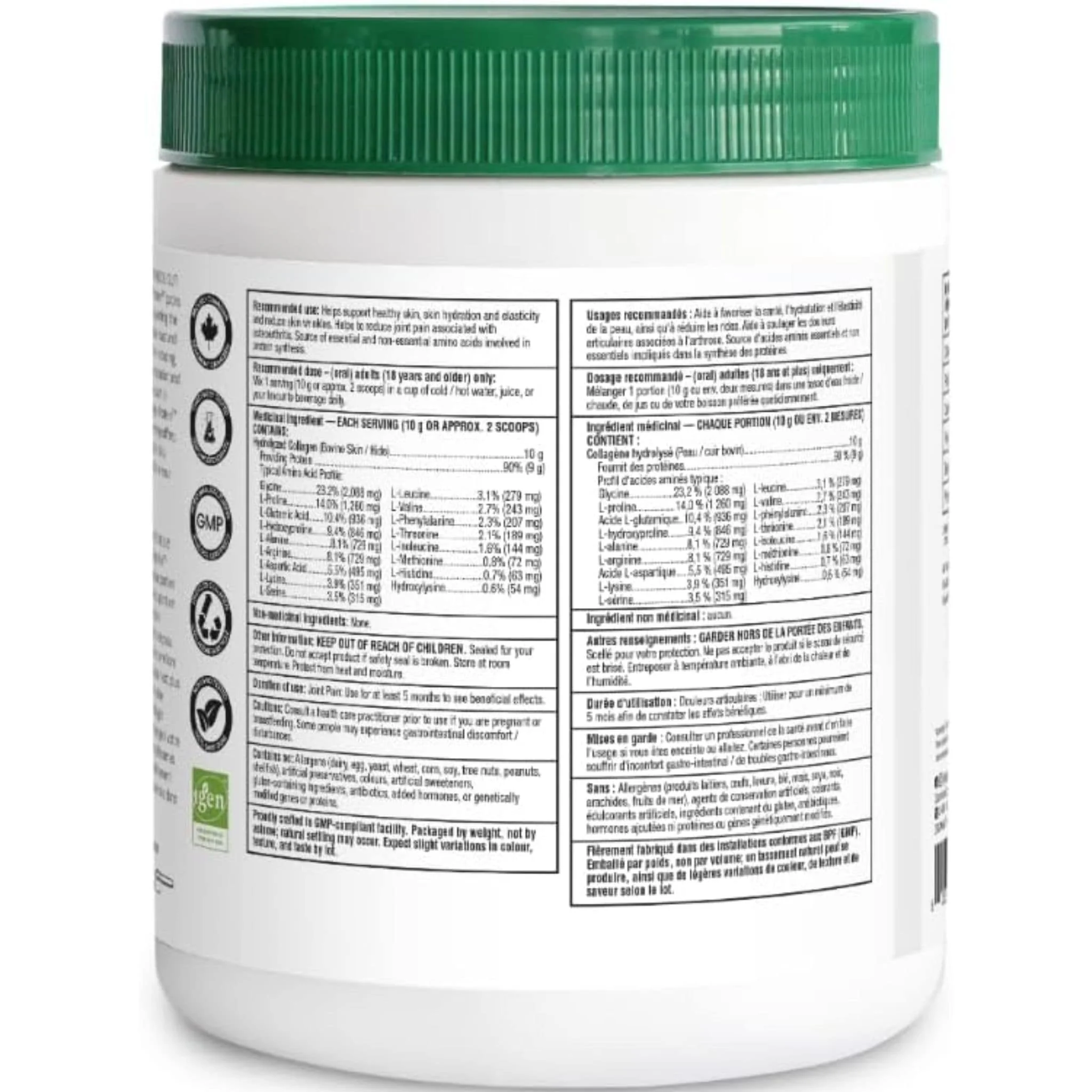 Organika Enhanced Collagen Powder (100% flavourless hydrolyzed collagen peptides), 250-500g - Image 4