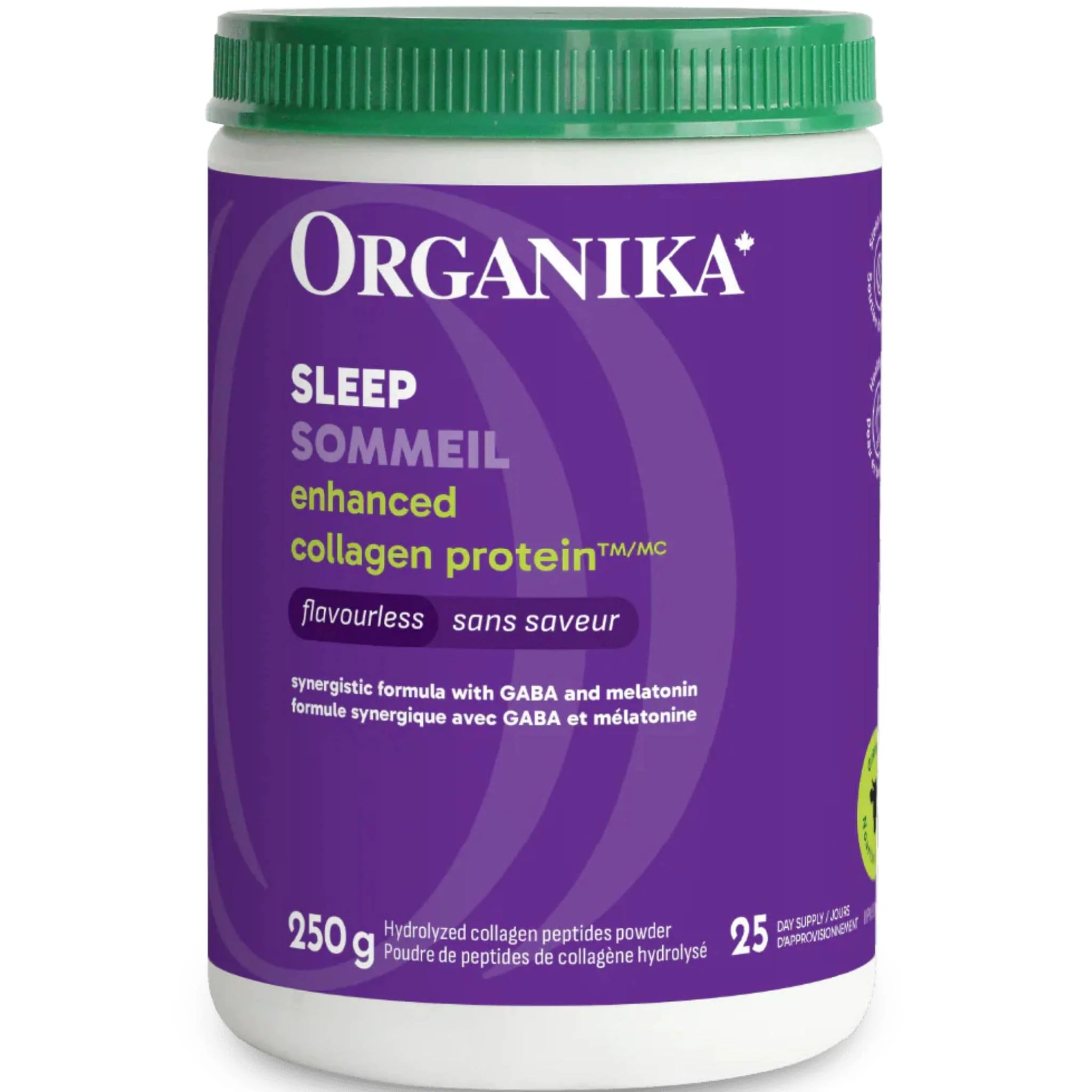 Organika Enhanced Collagen Sleep, Collagen Powder with GABA 100mg and Melatonin 3mg, 250g