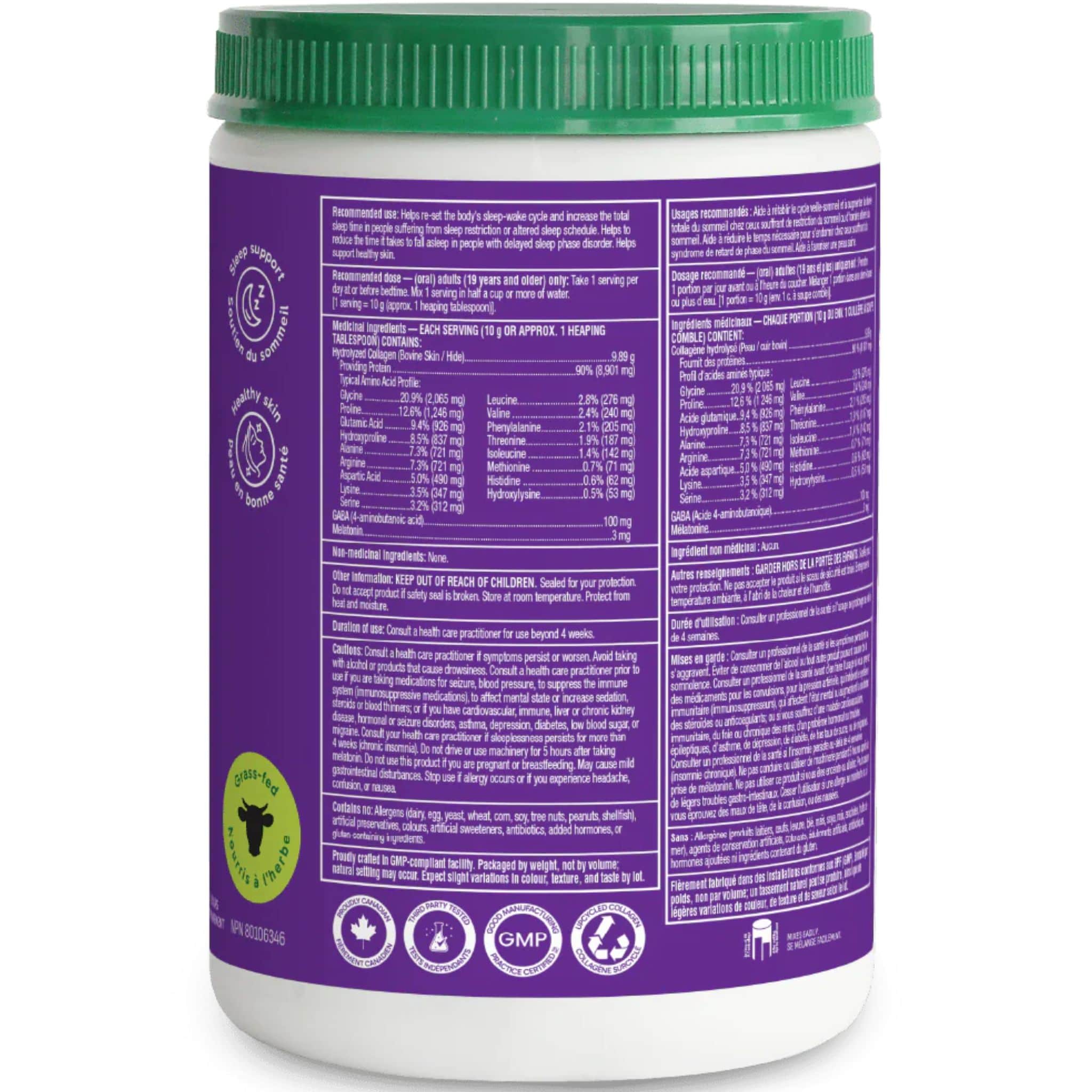 Organika Enhanced Collagen Sleep, Collagen Powder with GABA 100mg and Melatonin 3mg, 250g - Image 2