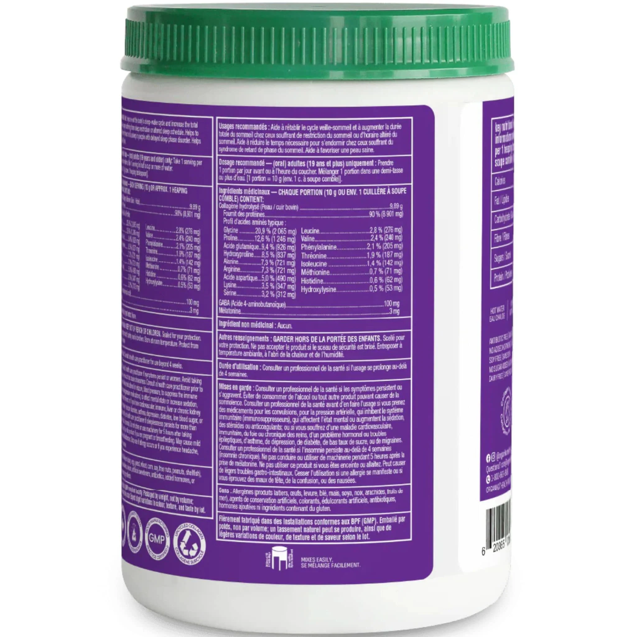 Organika Enhanced Collagen Sleep, Collagen Powder with GABA 100mg and Melatonin 3mg, 250g - Image 3