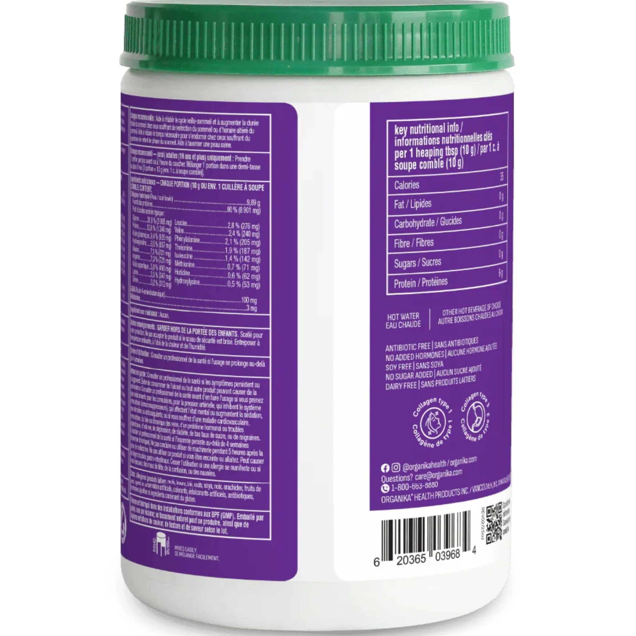 Organika Enhanced Collagen Sleep, Collagen Powder with GABA 100mg and Melatonin 3mg, 250g - Image 4