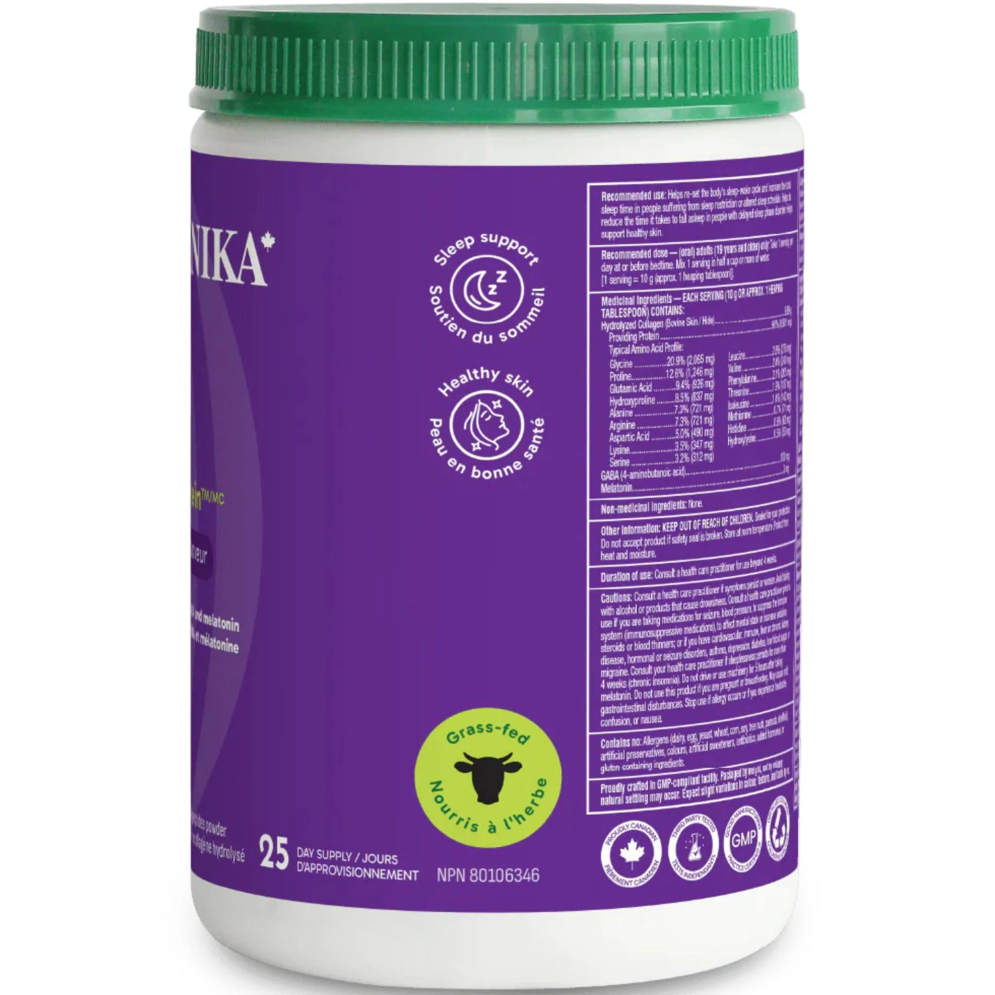 Organika Enhanced Collagen Sleep, Collagen Powder with GABA 100mg and Melatonin 3mg, 250g - Image 5
