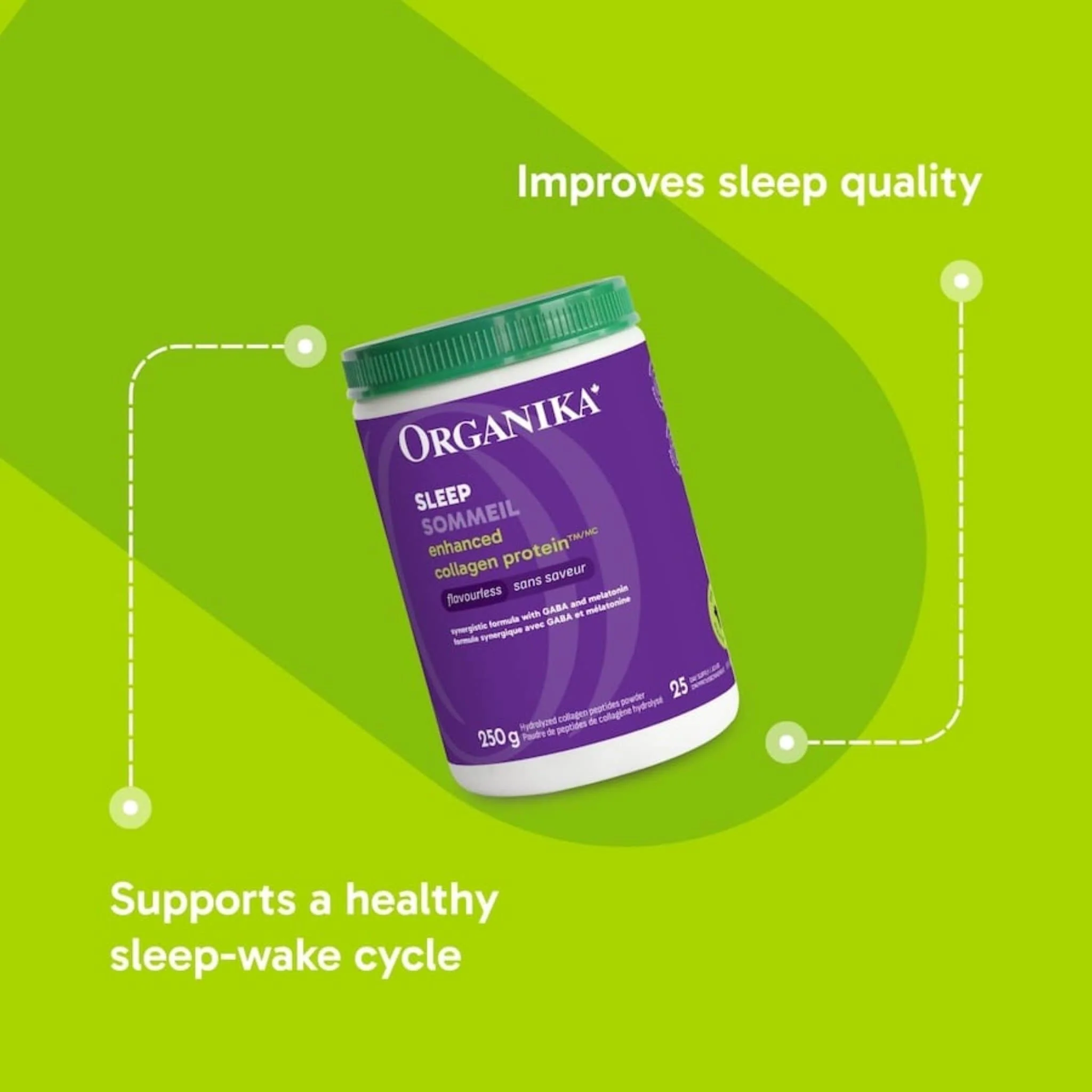 Organika Enhanced Collagen Sleep, Collagen Powder with GABA 100mg and Melatonin 3mg, 250g - Image 6