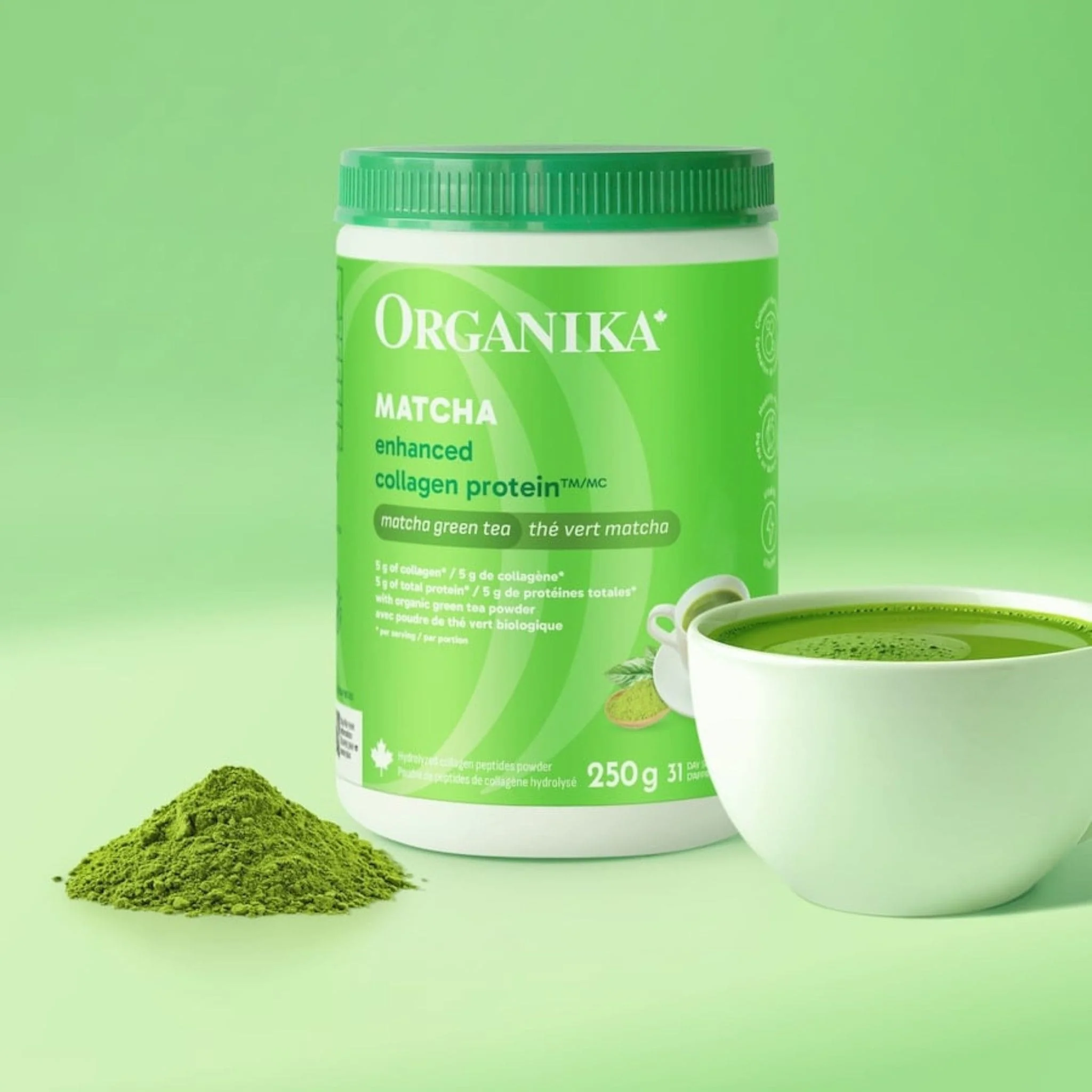 Organika Enhanced Collagen with Organic Matcha Powder (Flavourless Hydrolyzed Collagen Peptides), 250g - Image 10