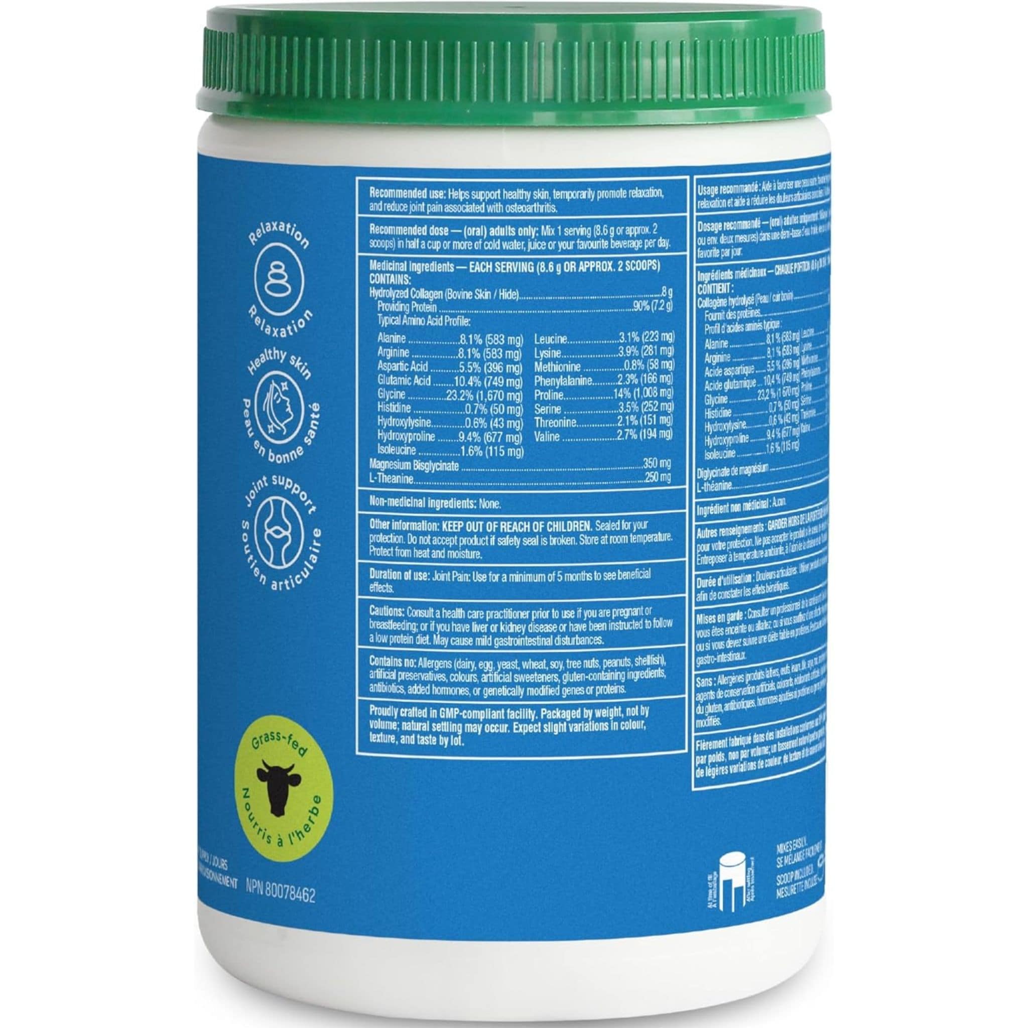 Organika Enhanced Relax Collagen with Magnesium & L-Theanine (Flavourless Hydrolyzed Collagen Peptides), 250g - Image 3
