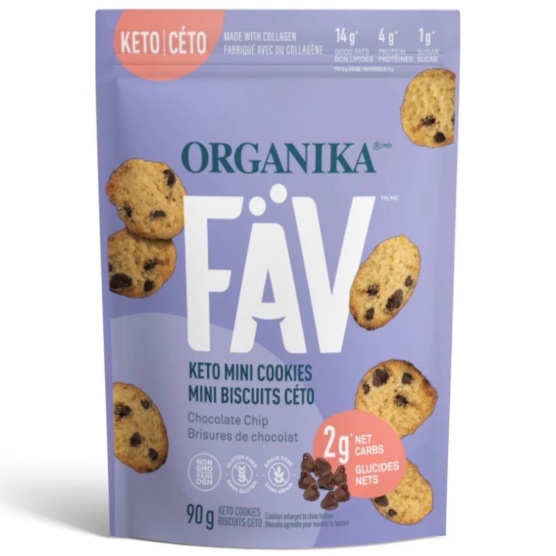 Organika FAV Keto Mini Cookies With Collagen (Gluten and Grain Free)