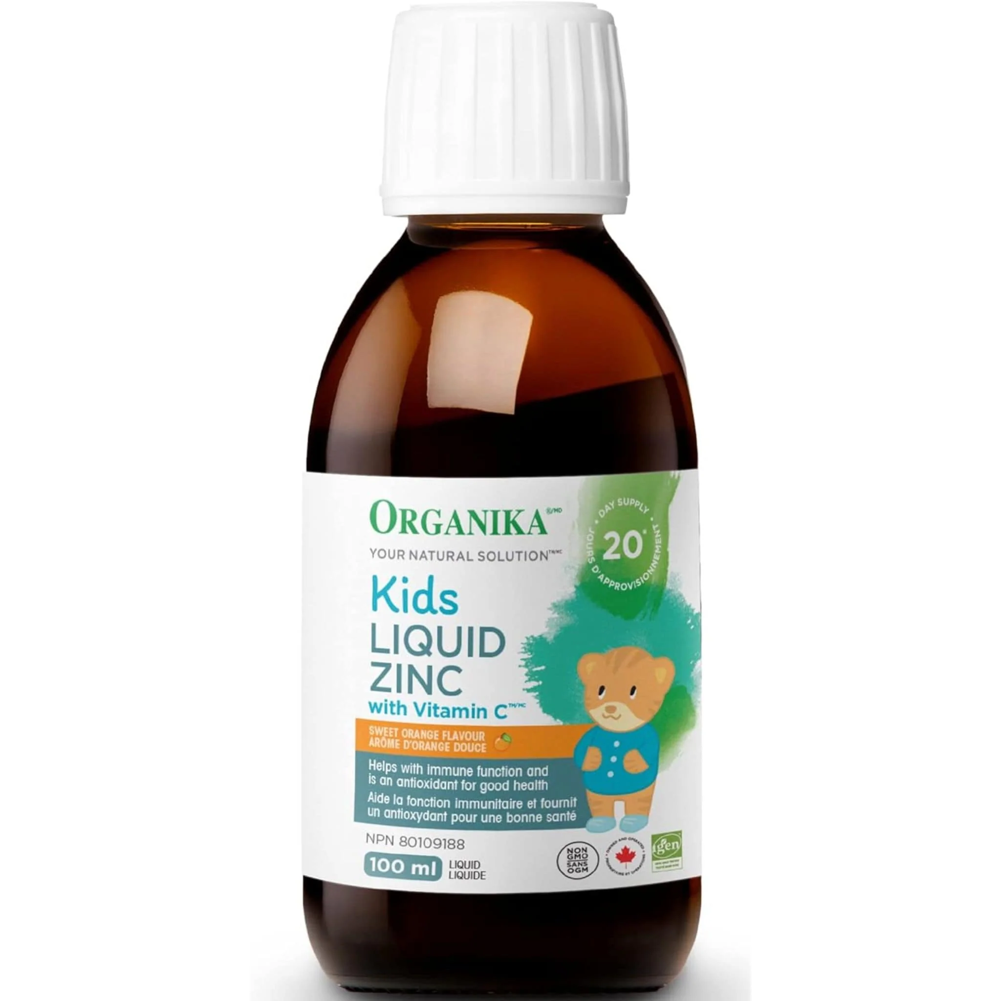 Organika Kids Liquid Zinc with Vitamin C, Yummy Orange Flavour, 100ml