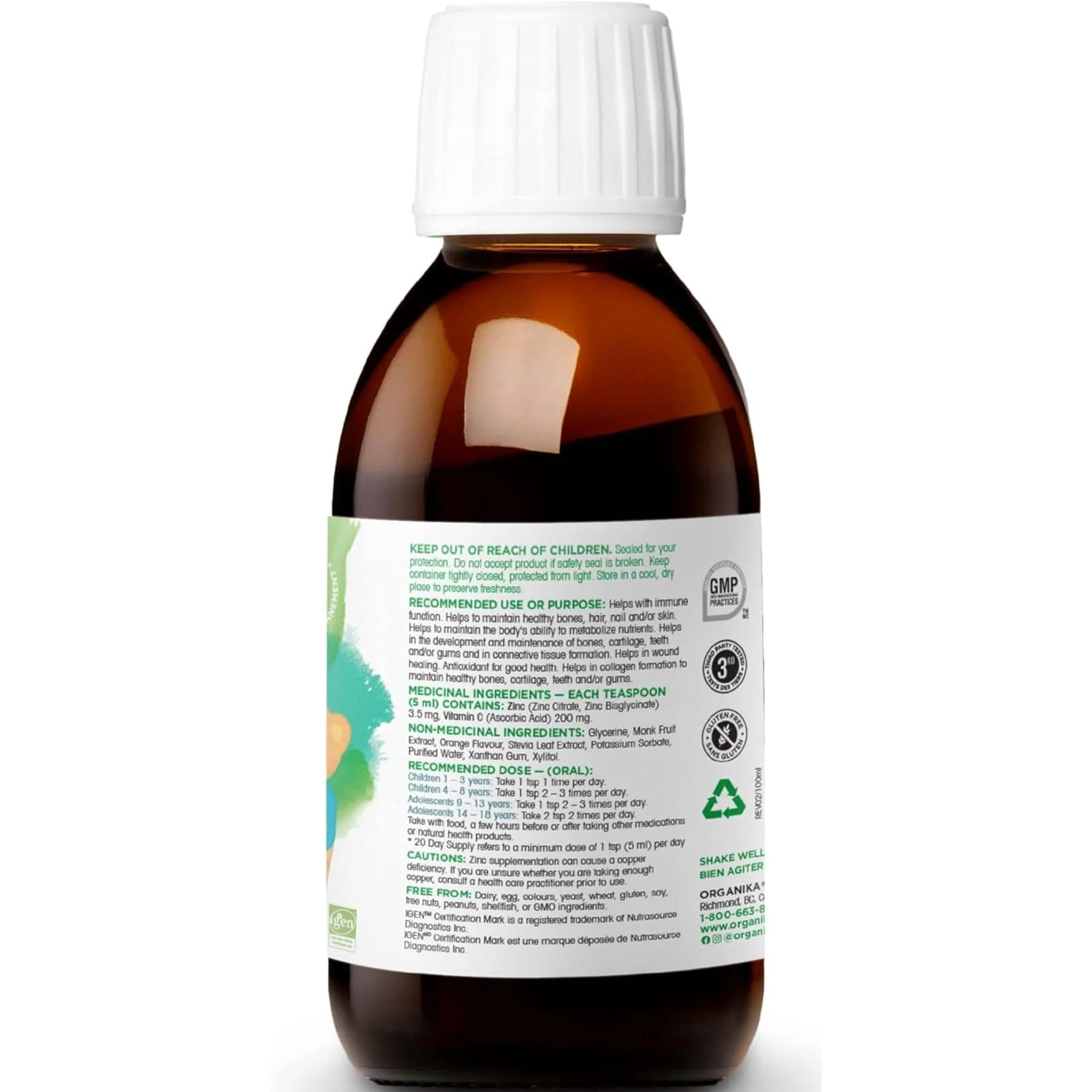 Organika Kids Liquid Zinc with Vitamin C, Yummy Orange Flavour, 100ml - Image 2