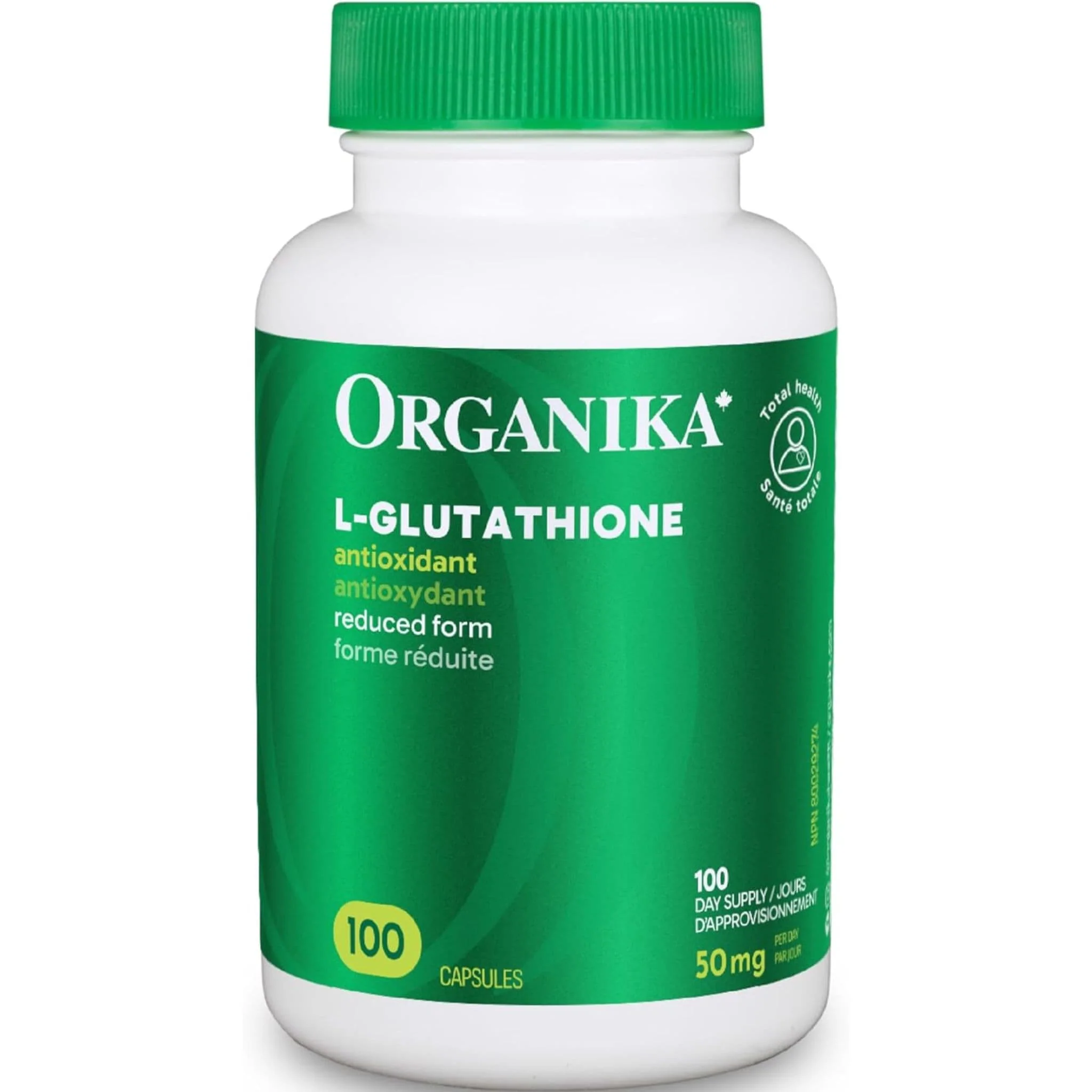 Organika L-Glutathione 50mg, Reduced, 100 Capsules