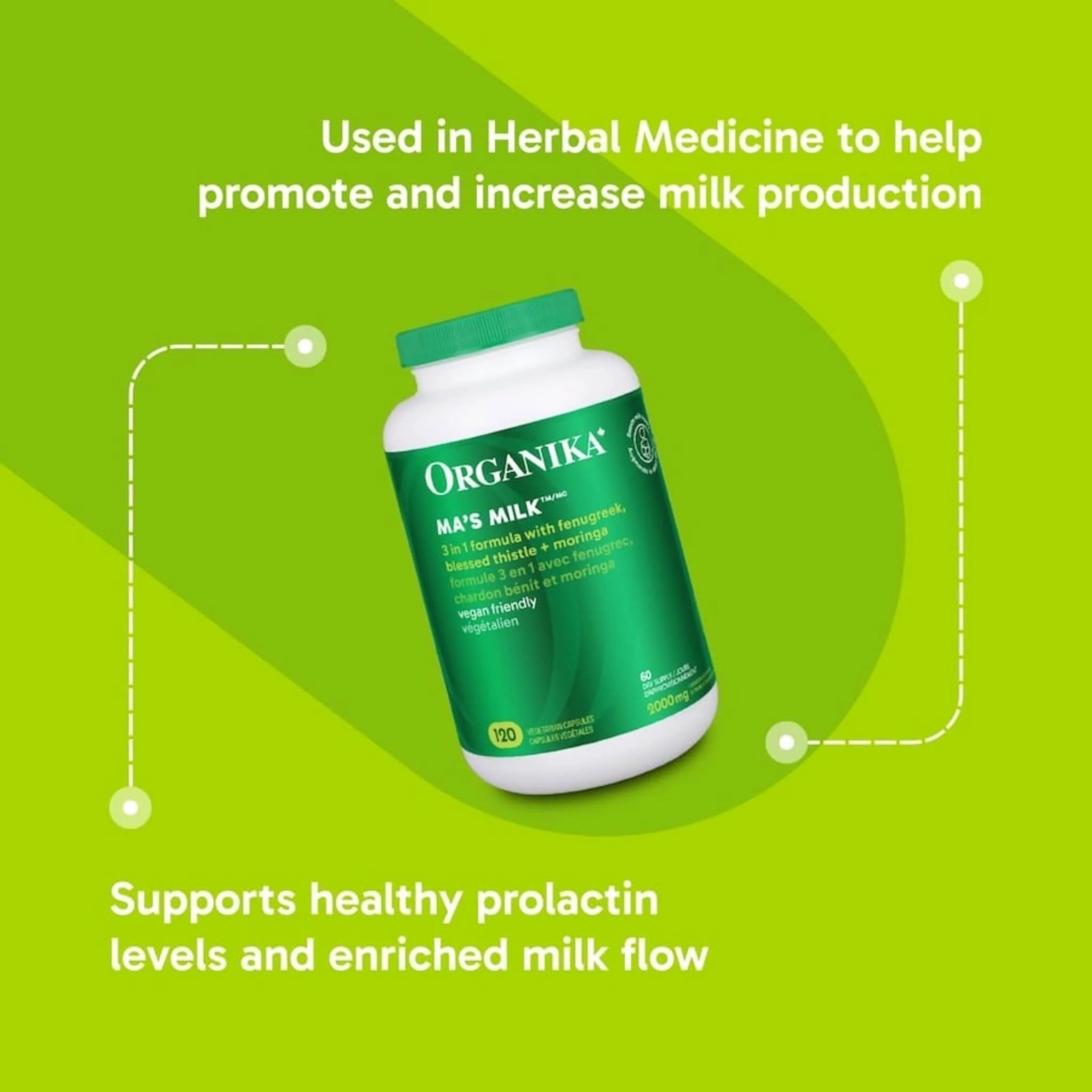 Organika Ma's Milk 3-in-1 Lactation Booster (Fenugreek, Blessed Thistle and Moringa) 120 Capsules - Image 9