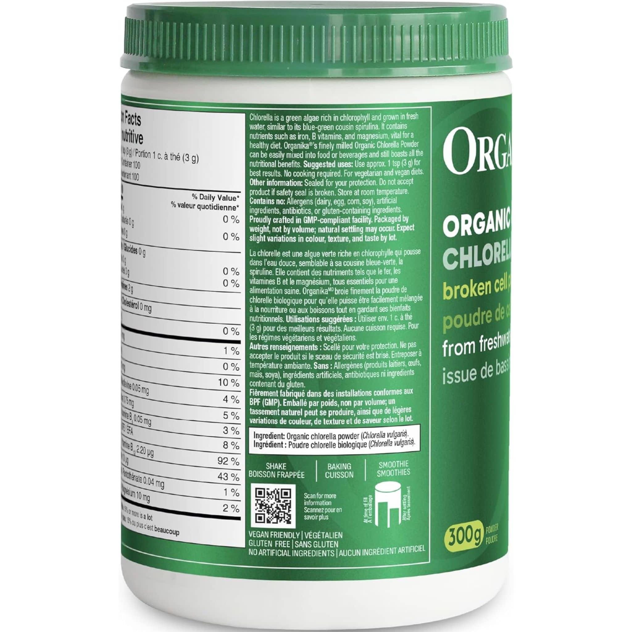 Organika Organic Chlorella Powder 100% Pure (Broken Cell Wall), 300g - Image 4