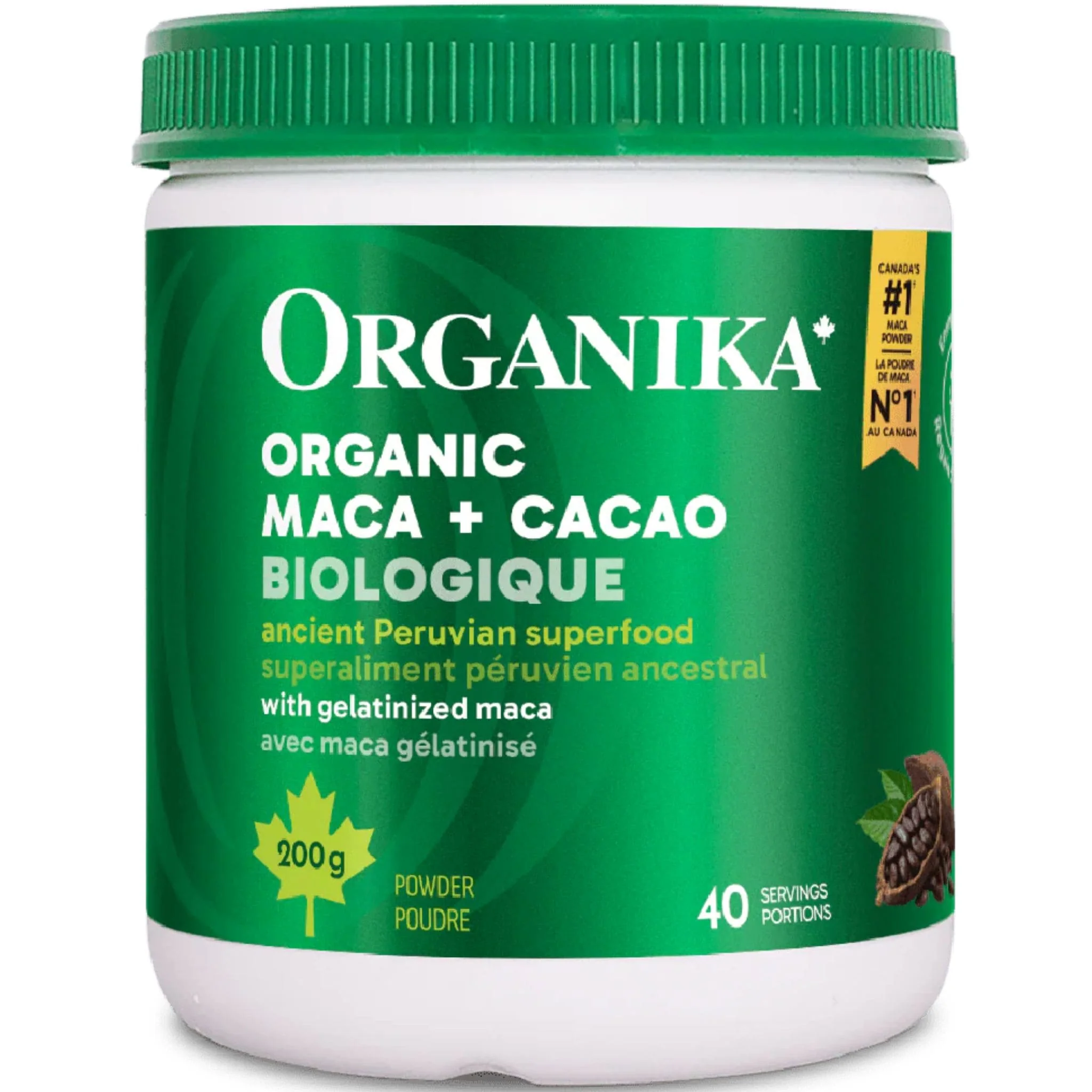 Organika Organic Maca + Cacao Powder (Gelatinized), 200g (NEW!)