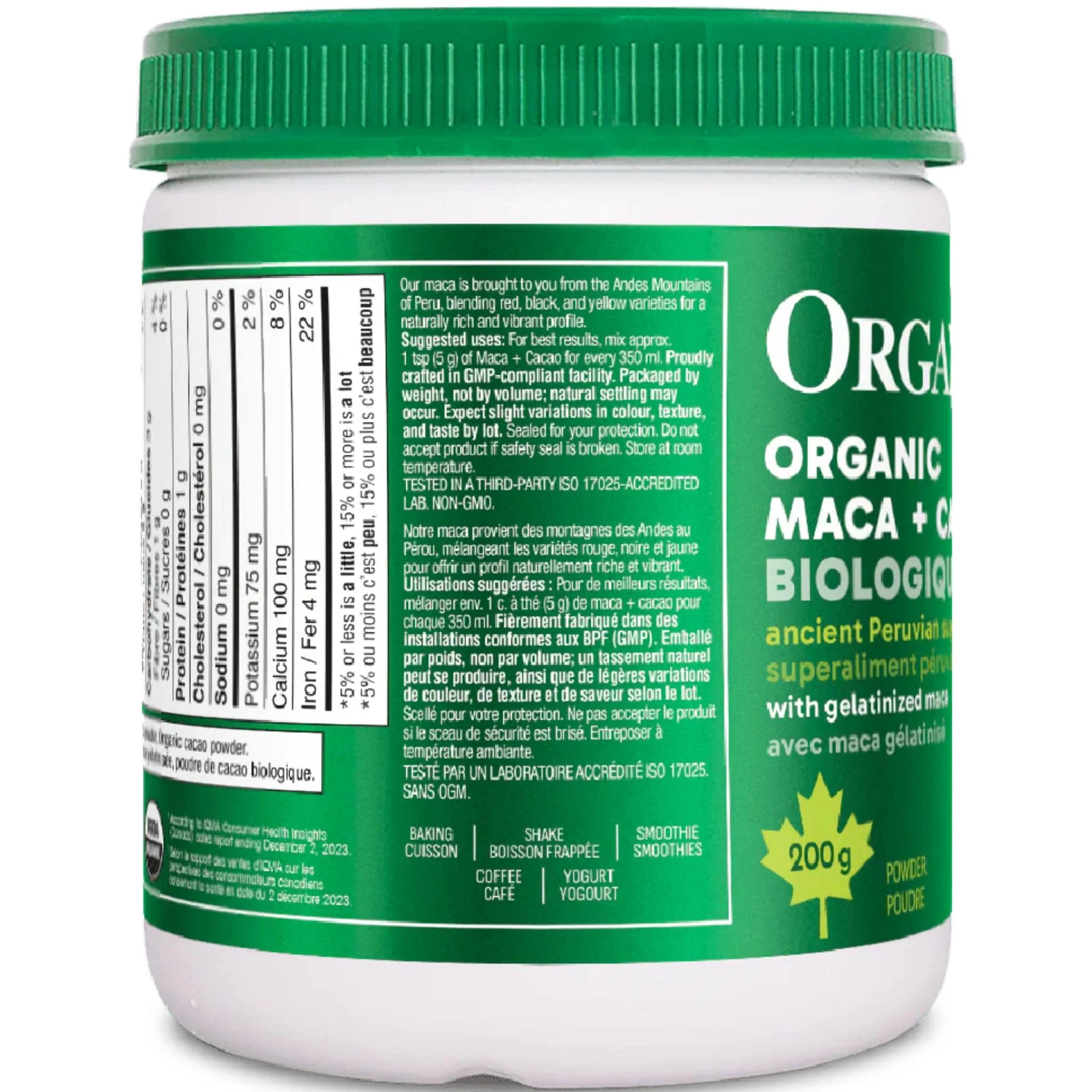 Organika Organic Maca + Cacao Powder (Gelatinized), 200g (NEW!) - Image 5