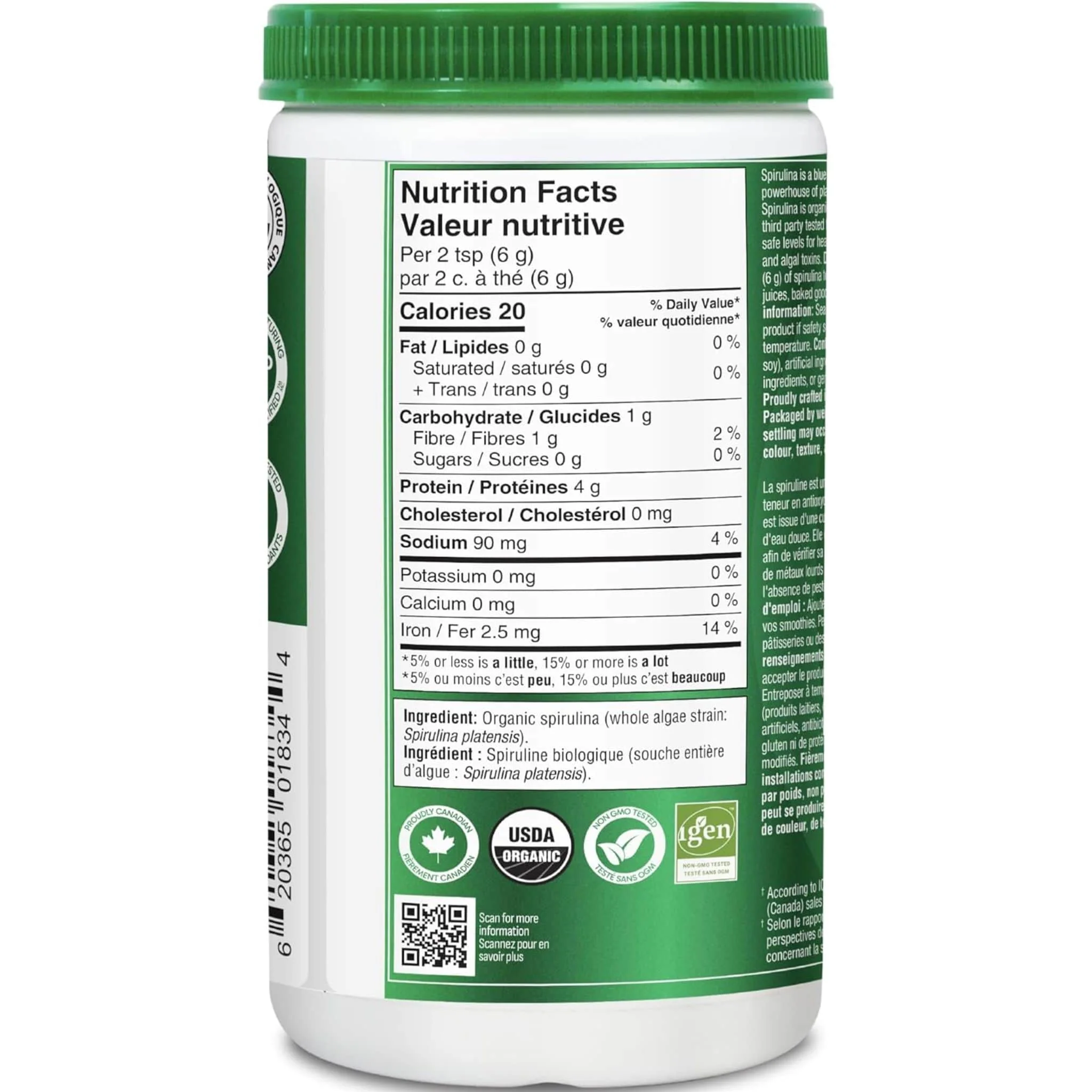 Organika Organic Spirulina Powder 100% Pure (Blue-Green Algae) - Image 4
