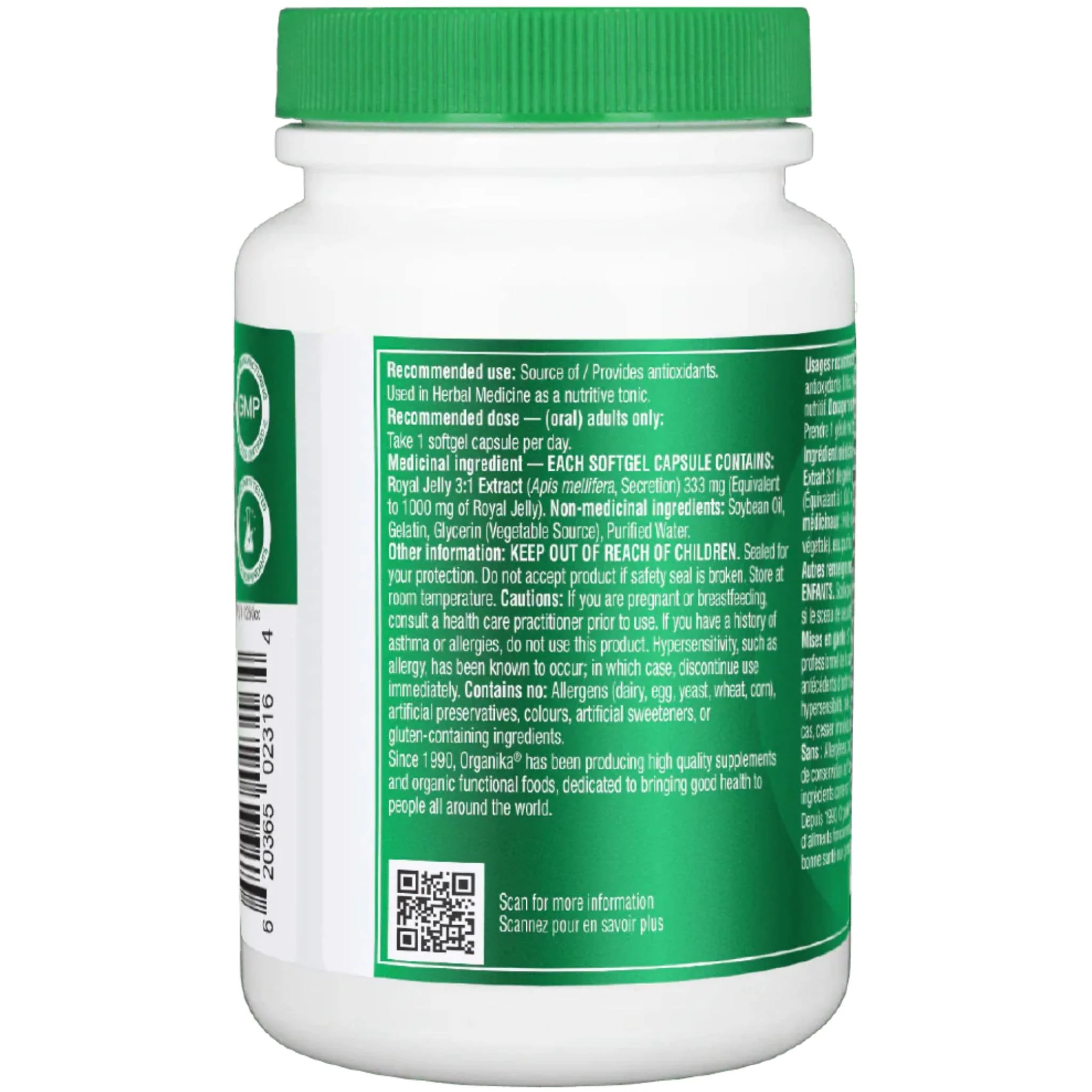 Organika Premium Royal Jelly 1000mg, 90 Softgels CLEARANCE 70% Off Expiry 3/26 Final Sale - Image 3