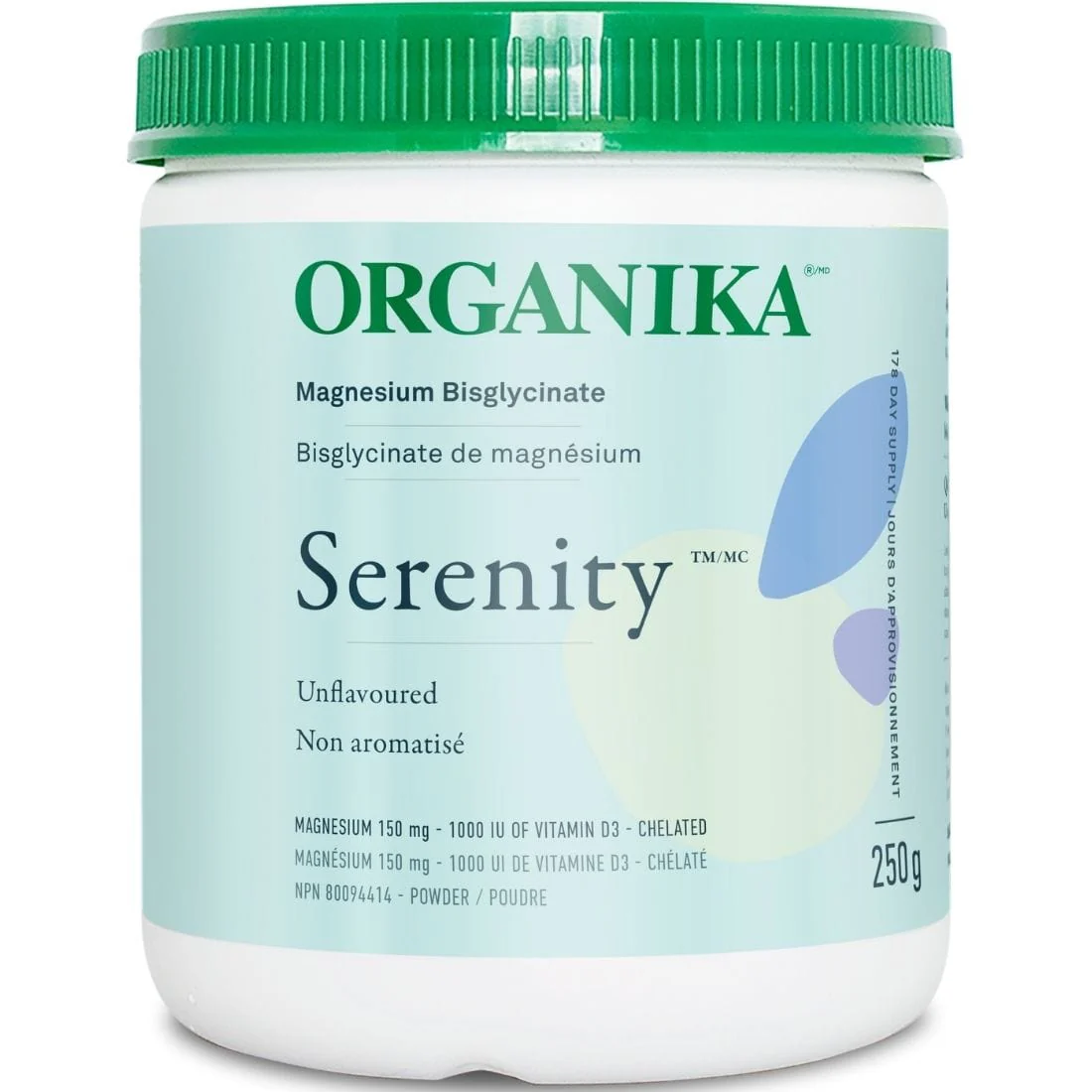 Organika Serenity Magnesium Bisglycinate Powder 150mg with Vitamin D, 250g - Image 2