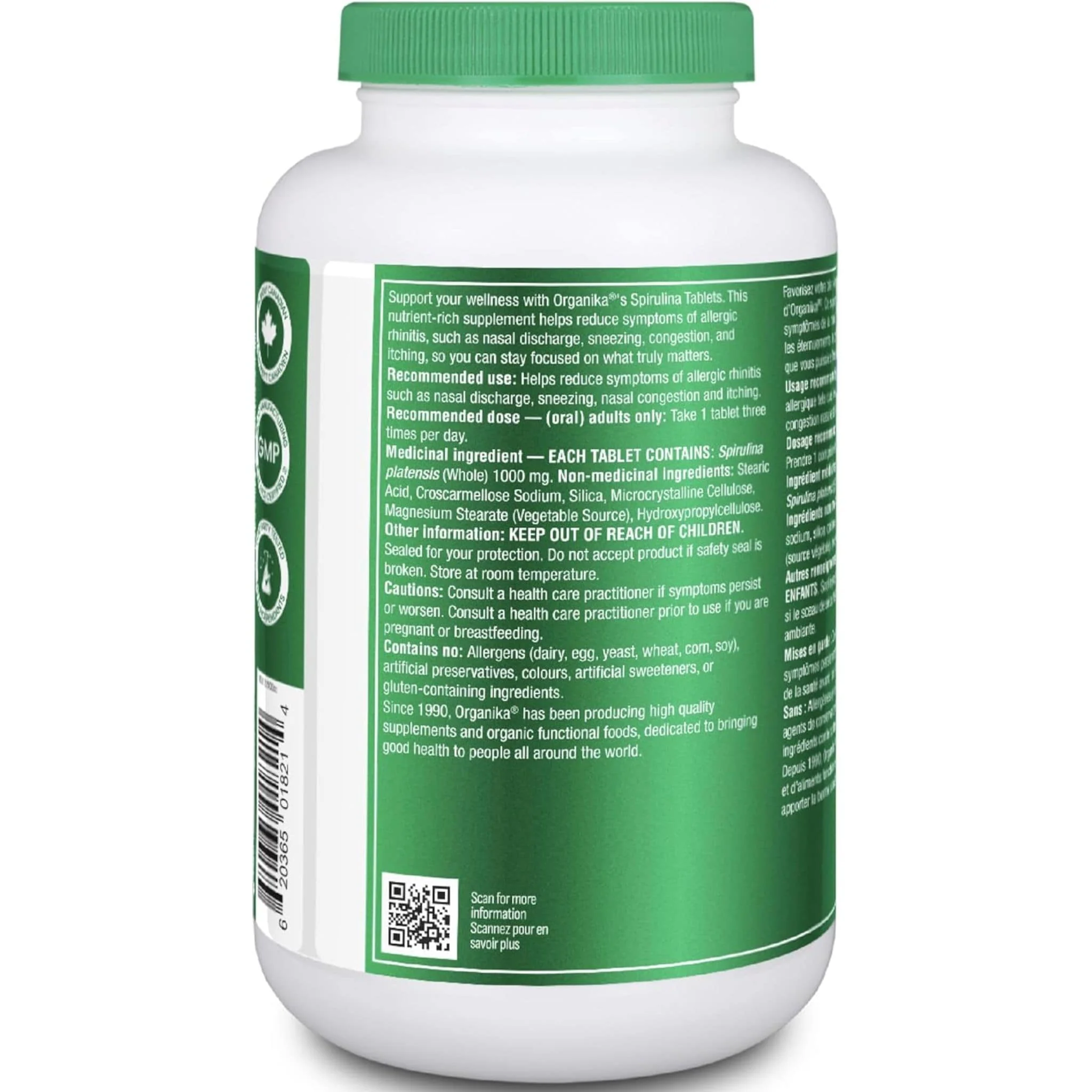Organika Spirulina 1000mg Tablets,  Blue-Green Algae, 180 Tablets - Image 8
