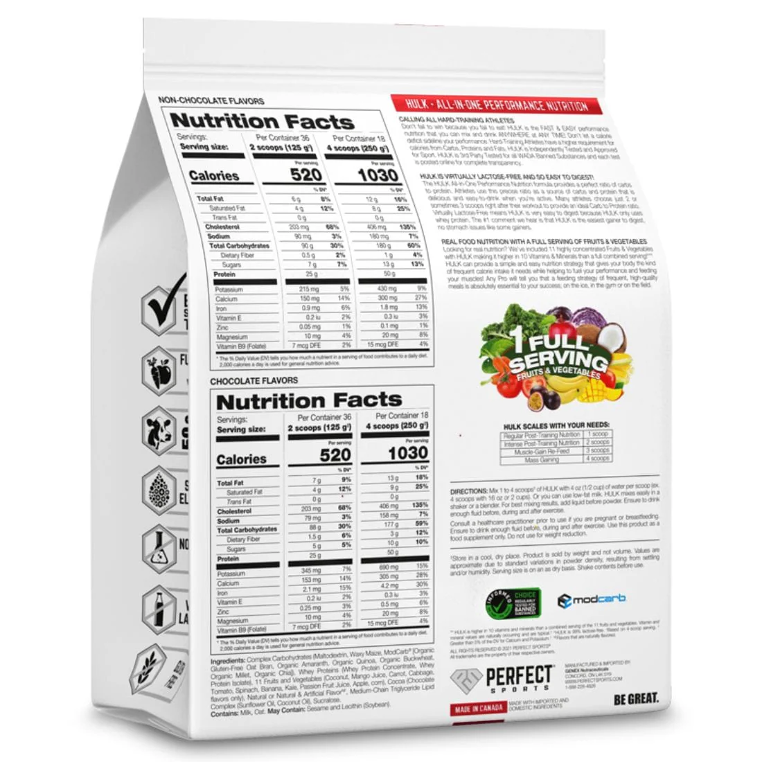 Perfect Sports Hulk Clean Mass Gainer, All-In-One Weight Gainer, No Added Sugar - Image 2