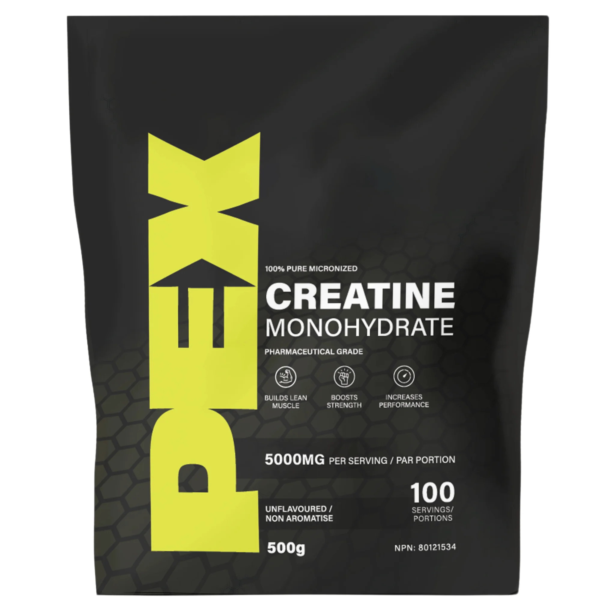 PEX 100% Pure Micronized Creatine Monohydrate Powder, Pharmaceutical Grade, Builds Lean Muscle, Boosts Strength, Increases Performance, 500g