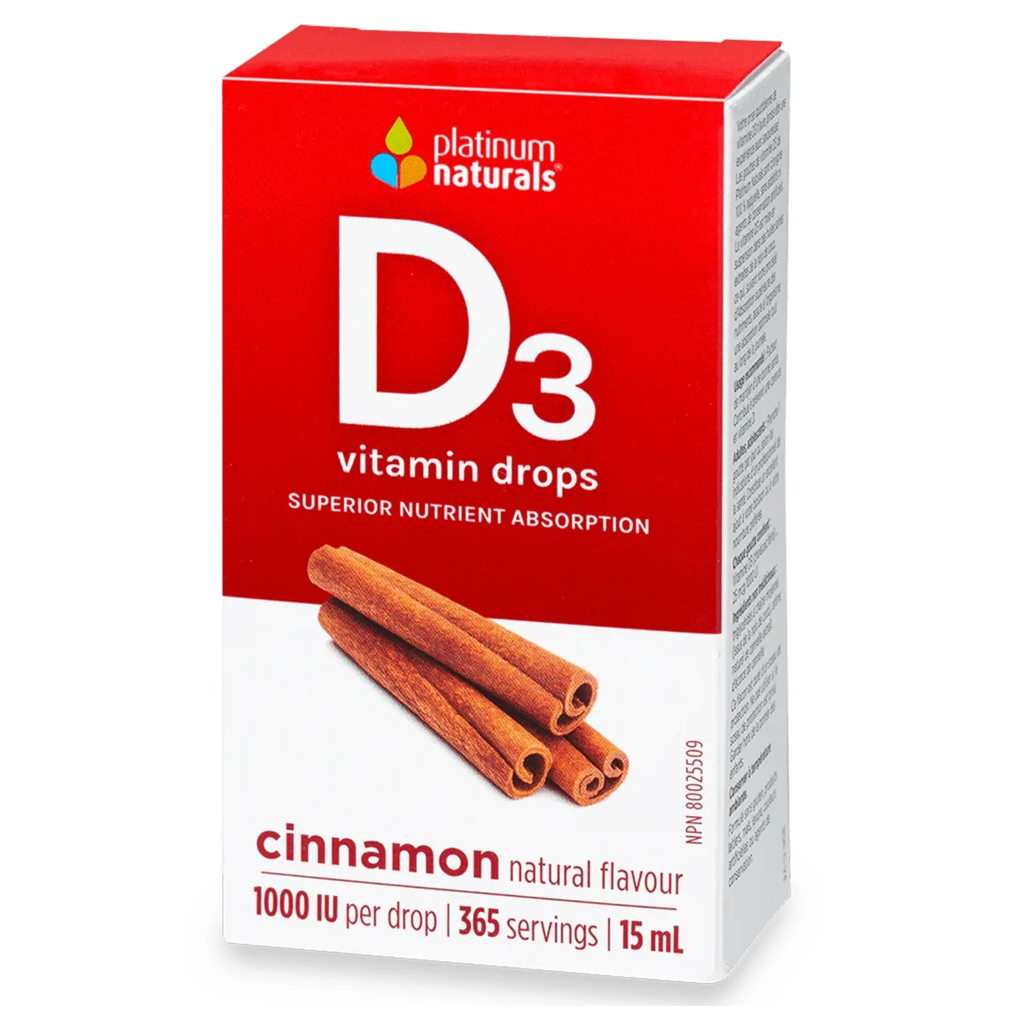 Platinum Vitamin D3 Drops 1000IU, 15ml (365 Drops)