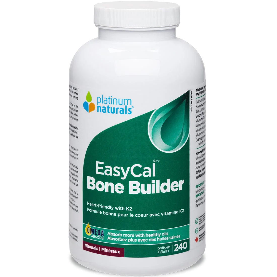 Platinum Naturals EasyCal Calcium Bone Builder Liquid Softgels, Highly Absorbable, Made for Women, Hormone Support, 240 Liquid Softgels