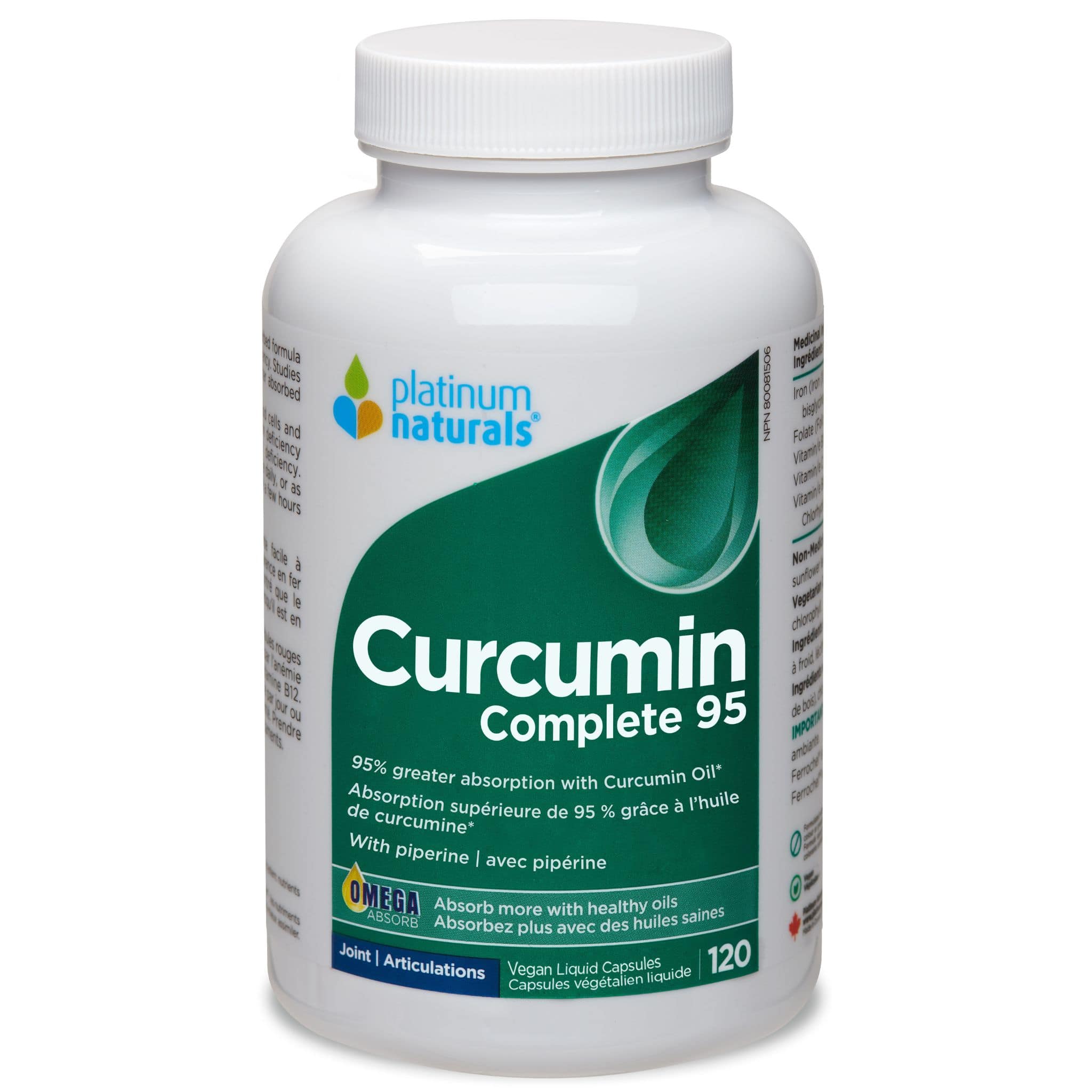 Platinum Naturals Curcumin Complete 95, Liposomal Curcumin 250mg , 60-120 Softgels