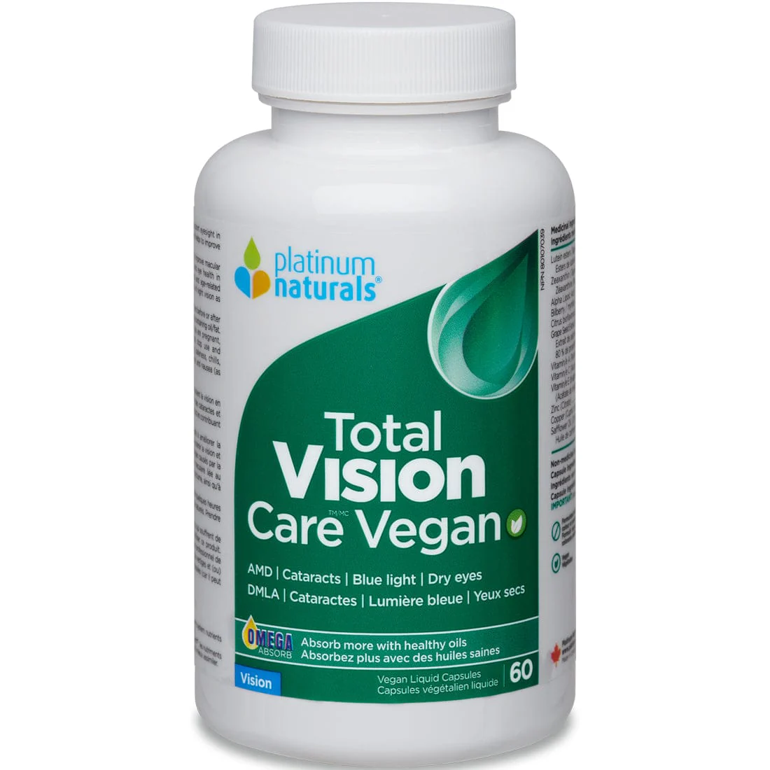 Platinum Naturals Total Vision Care Vegan Formula, 60 Vegan Liquid Capsules