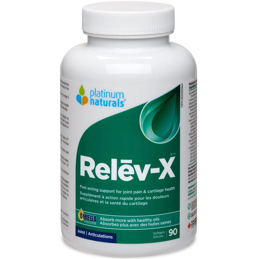 Platinum Naturals Relev-X, Fast Acting Joint Pain and Cartilage Support, 90 Liquid Softgels
