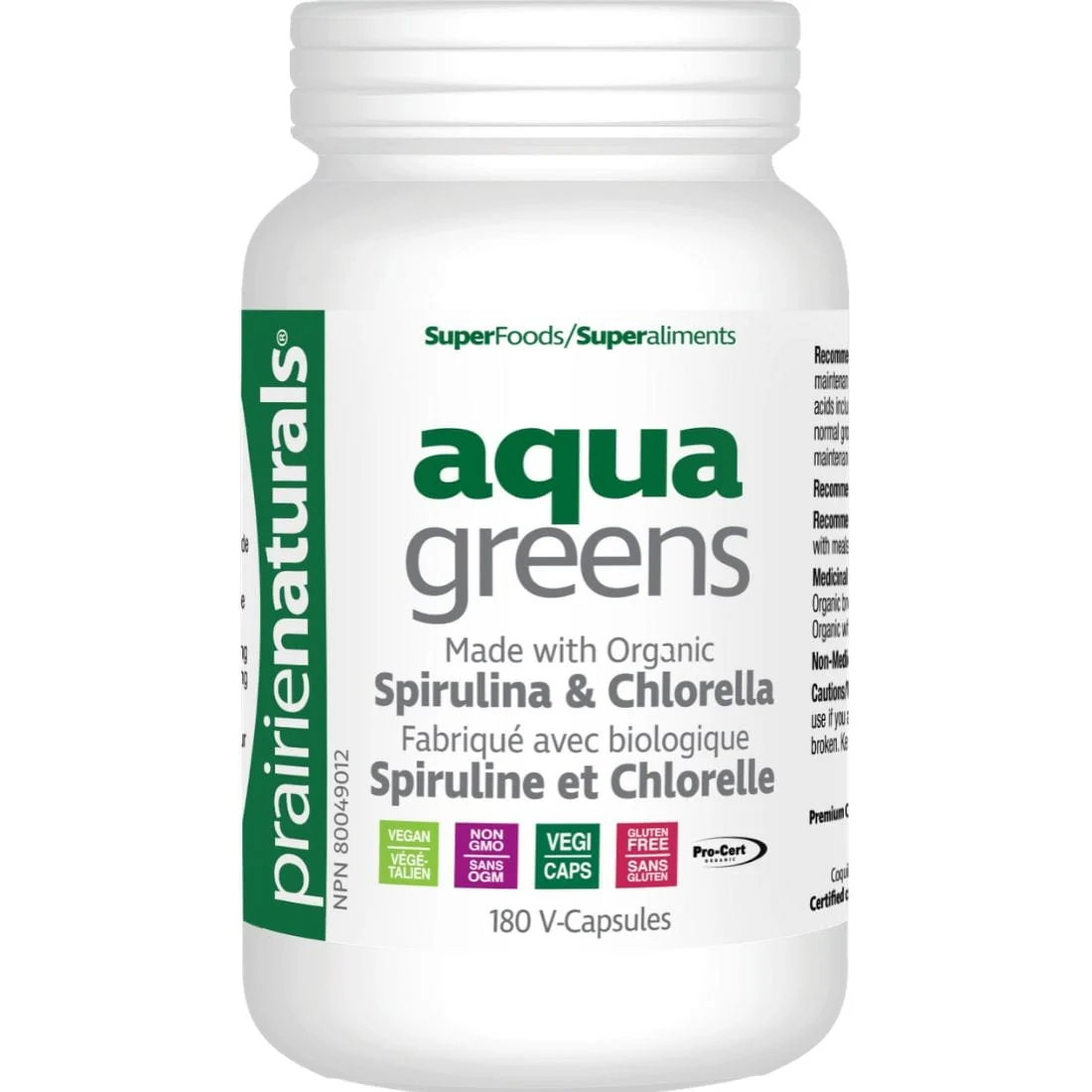 Prairie Naturals Organic Aqua Greens (Spirulina & Chlorella), V-Capsules - Image 2