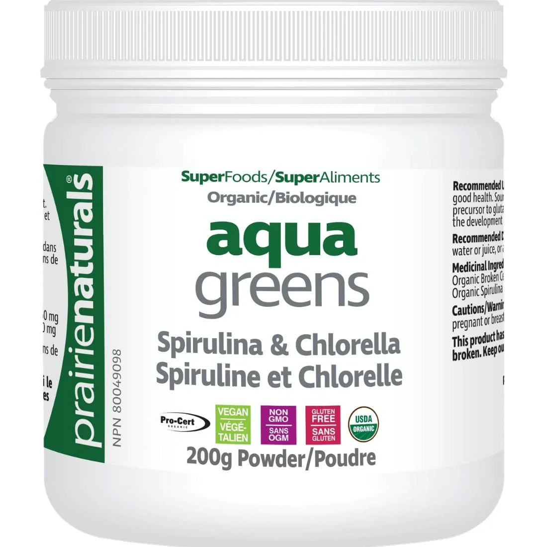 Prairie Naturals Organic Aqua Greens Powder (Spirulina & Chlorella) - Image 2