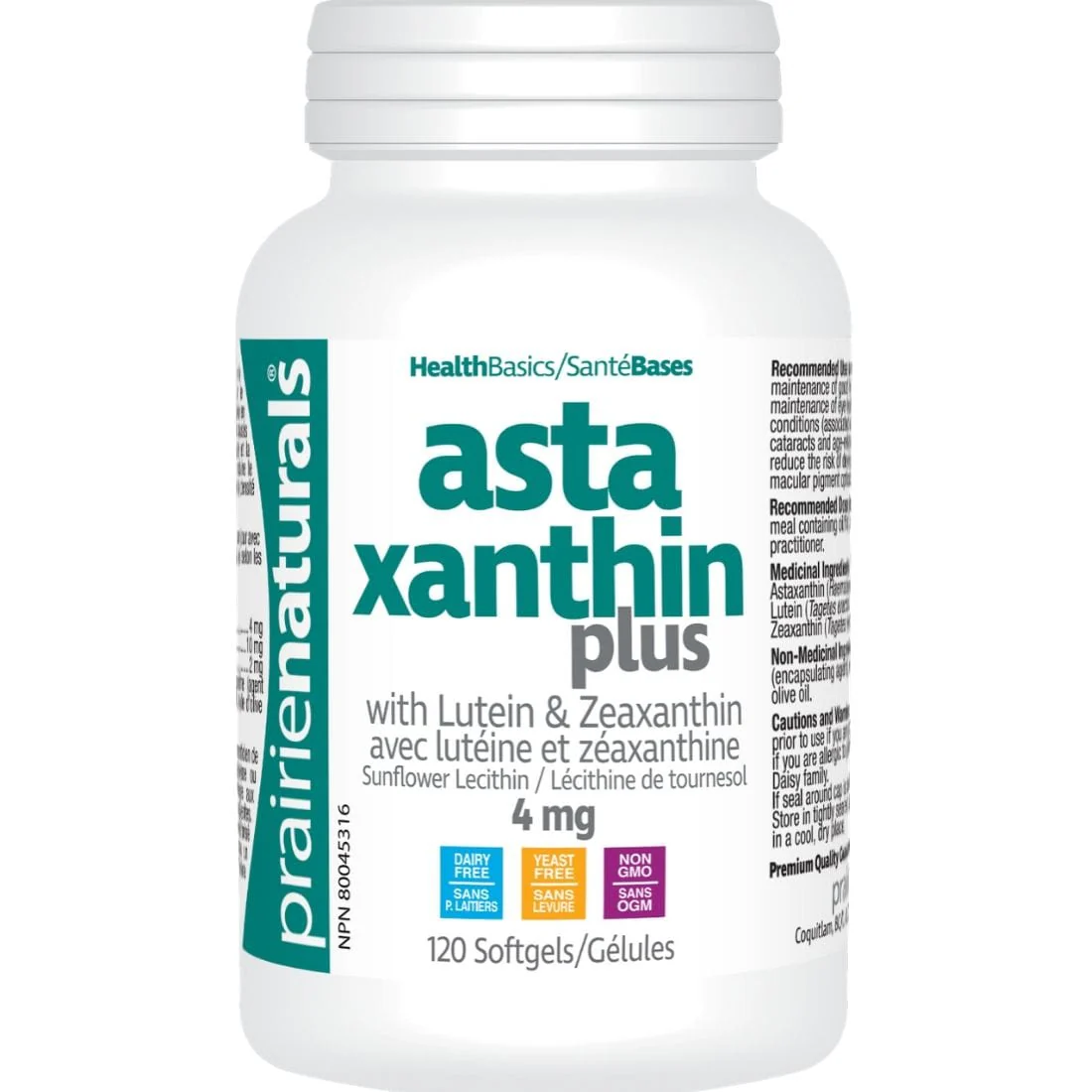 Prairie Naturals Astaxanthin Plus with Lutein and Zeaxanthin, 4mg - Image 3