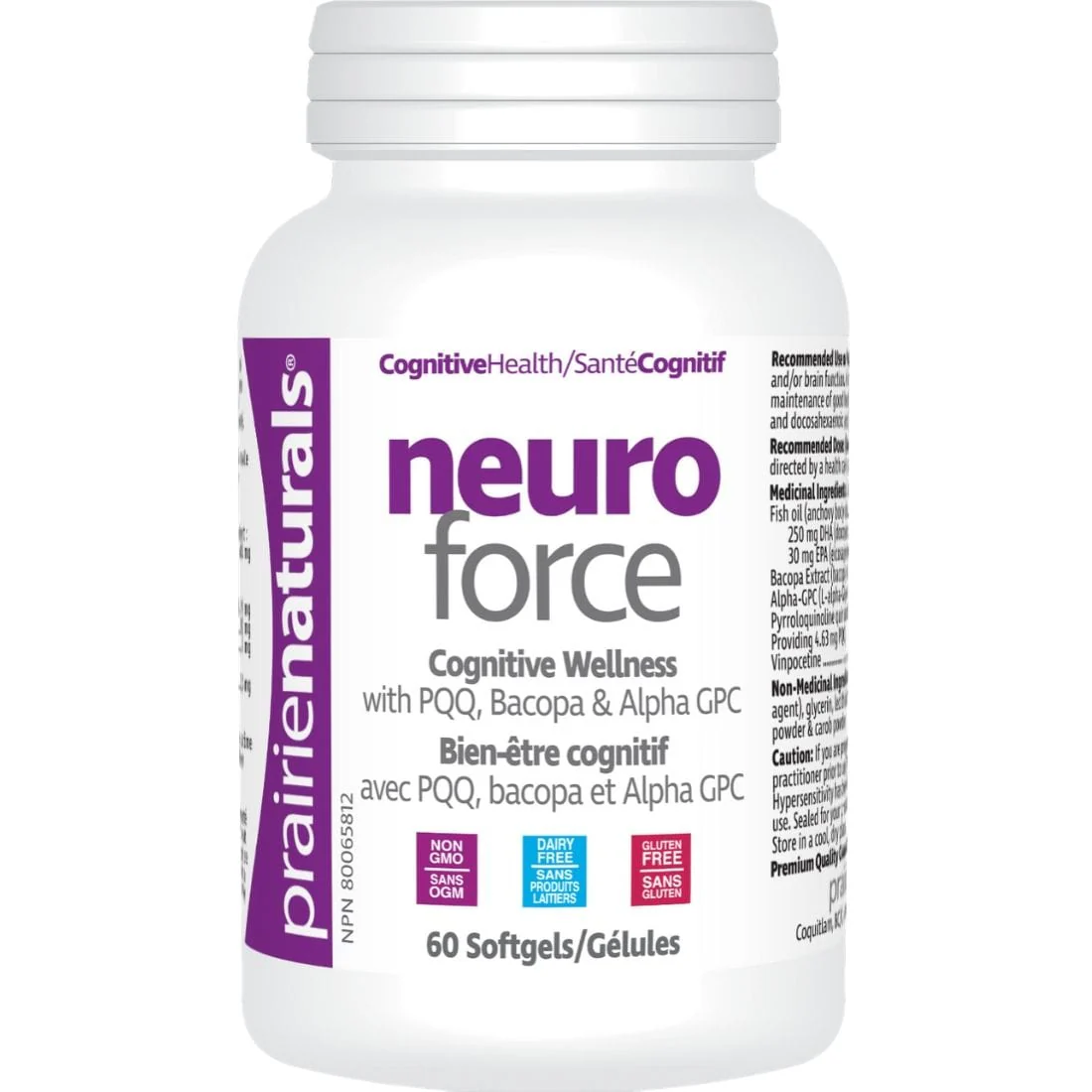 Prairie Naturals NeuroForce Cognitive Health with PQQ, Bacopa and Alpha GPC - Image 2