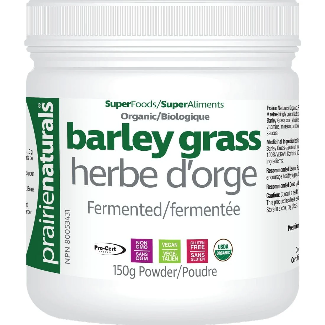 Prairie Naturals Organic Fermented Barley Grass Juice Powder - Image 2