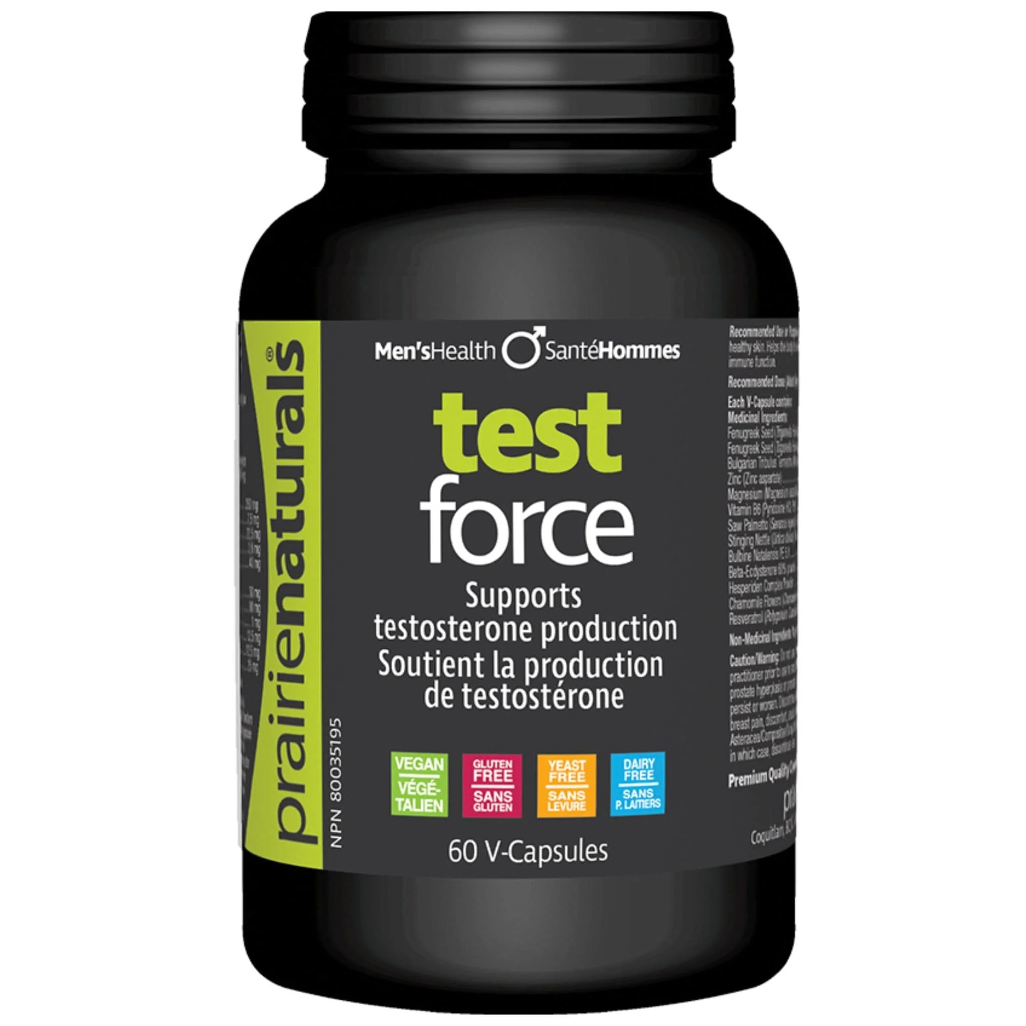 Prairie Naturals Test Force, Supports Healthy Testosterone Production, 60 V-Capsules