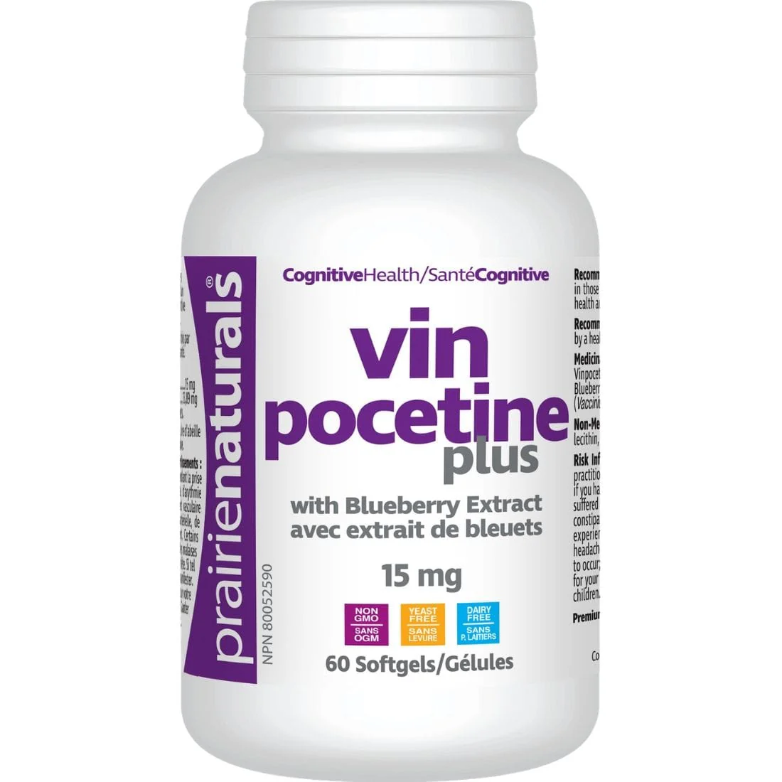 Prairie Naturals Vinpocetine Plus, 15mg with Blueberry Extract - Image 2