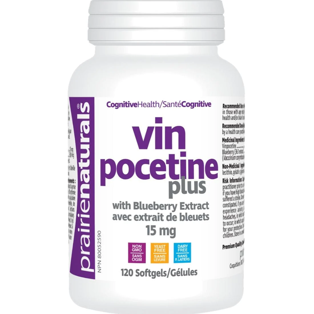 Prairie Naturals Vinpocetine Plus, 15mg with Blueberry Extract - Image 3