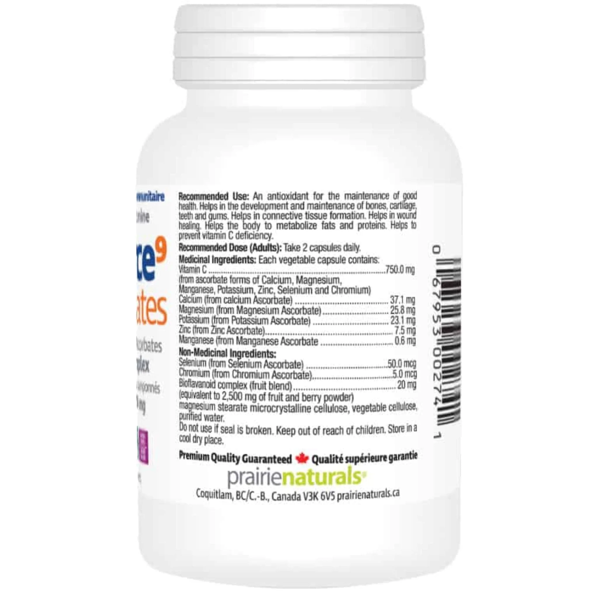 Prairie Naturals Vitamin C Force 850mg, Ascorbate with Fruit Blend, 60 Vegetable Capsules - Image 2