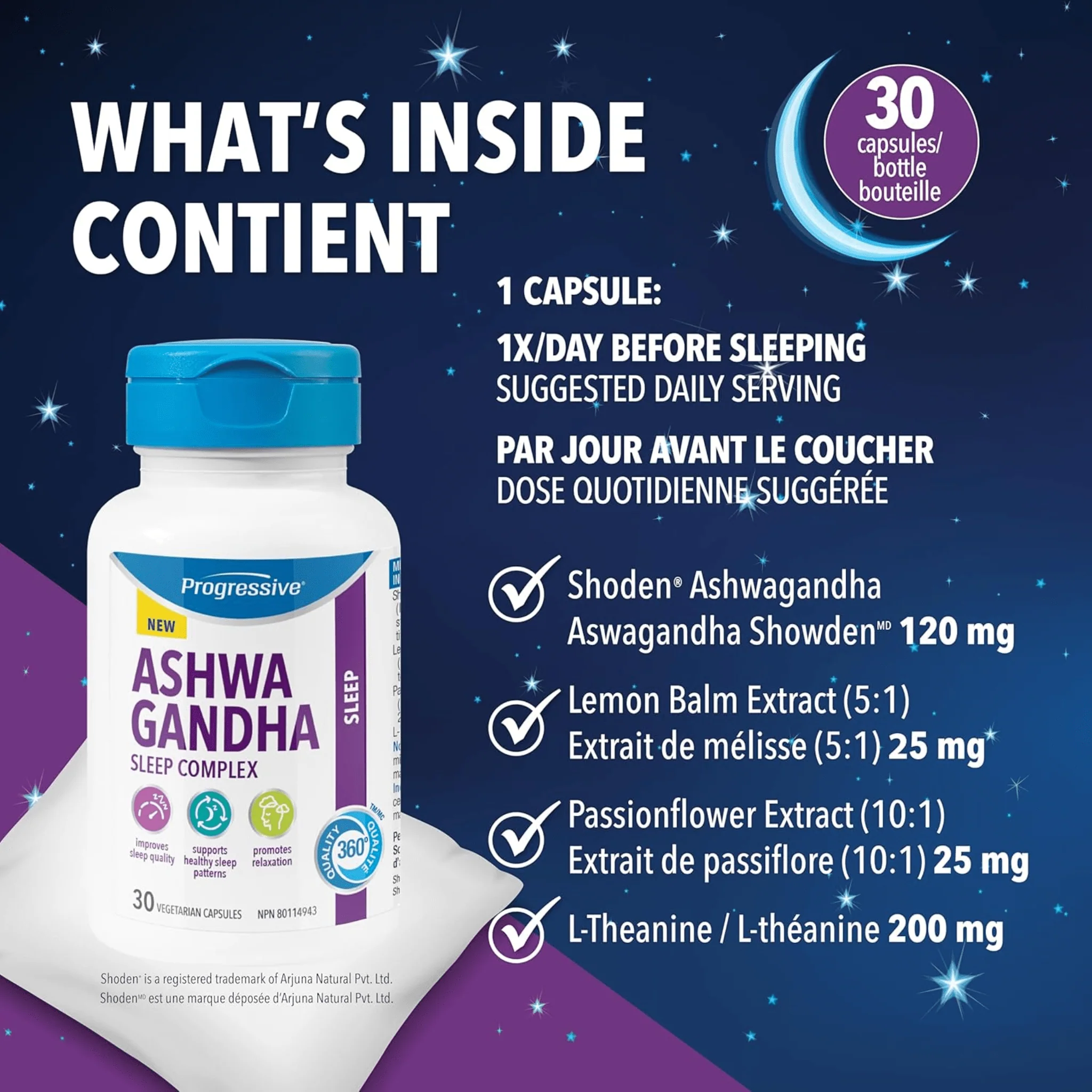 Progressive Ashwagandha Sleep Complex, Melatonin-Free Natural Sleep Aid, 30 Vegetable Capsules - Image 3