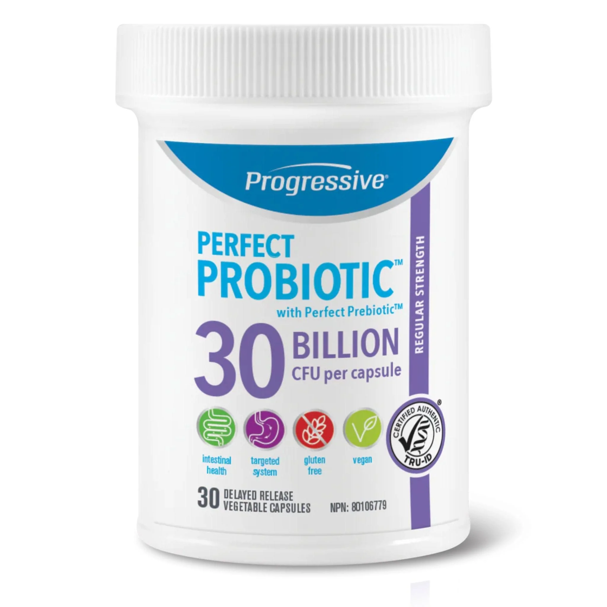 Progressive Perfect Probiotic 30 Billion CFU Delayed Release Vegetable Capsules, Shelf Stable - Image 2