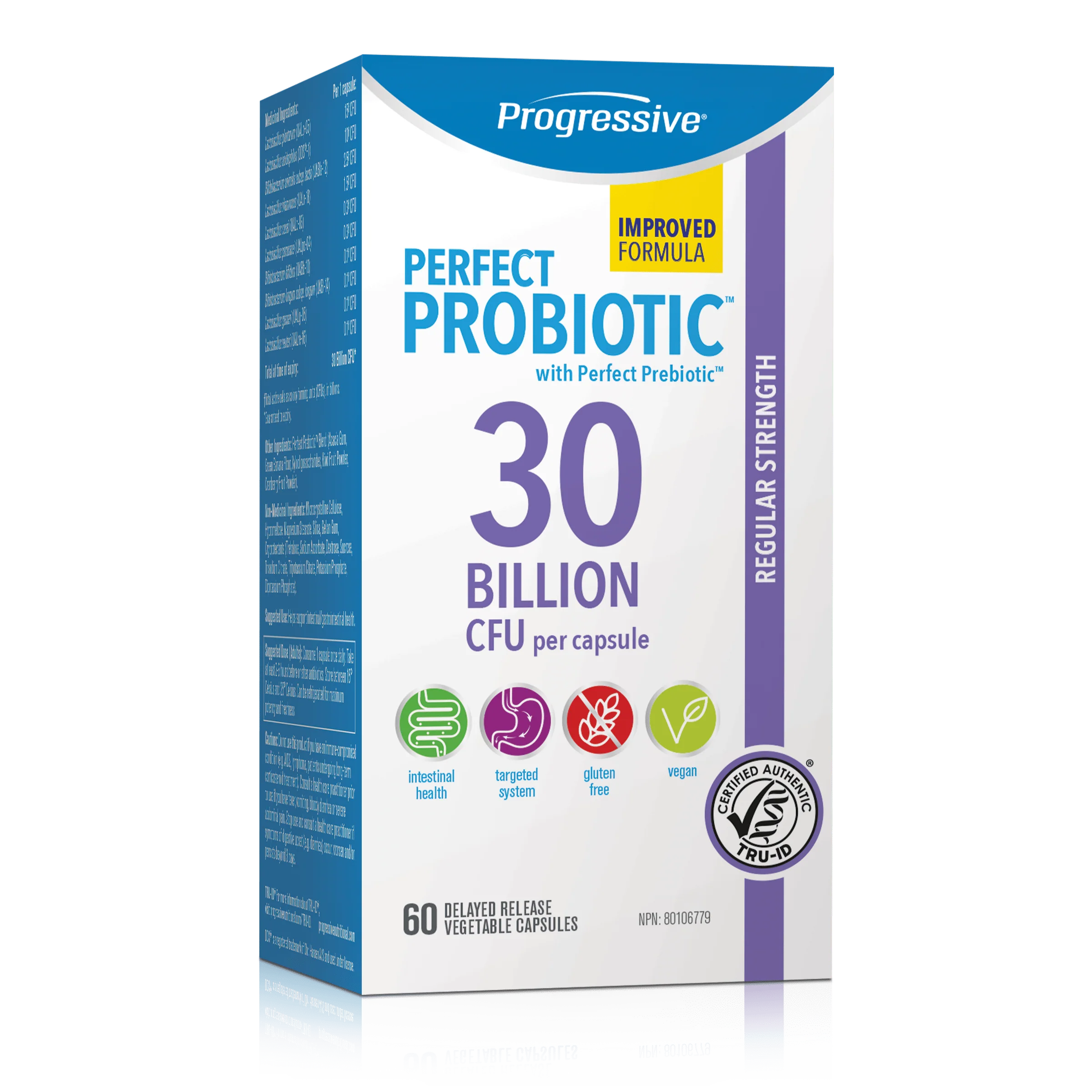 Progressive Perfect Probiotic 30 Billion CFU Delayed Release Vegetable Capsules, Shelf Stable - Image 4