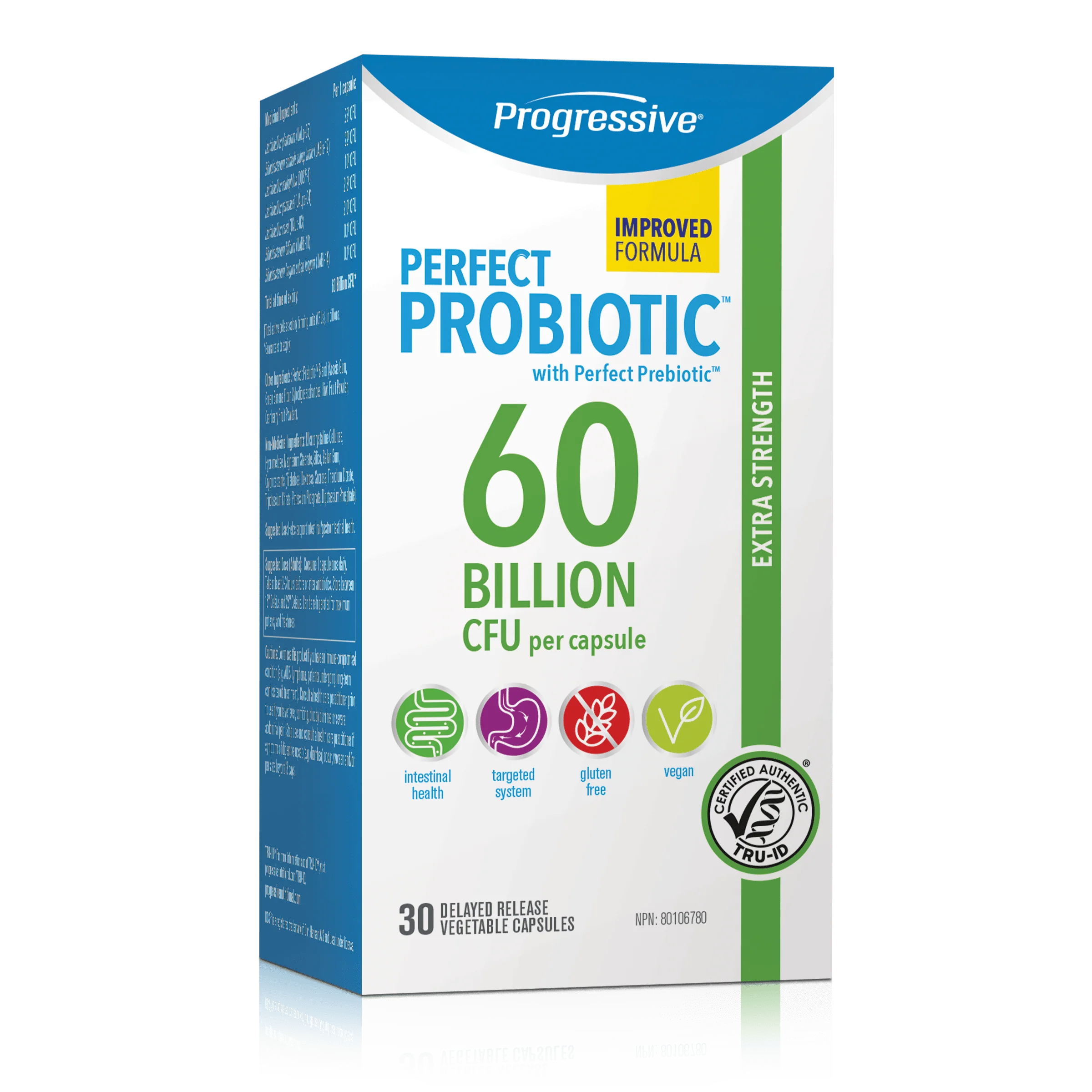 Progressive Perfect Probiotic 60 Billion CFU Extra Strength Delayed Release, Shelf Stable