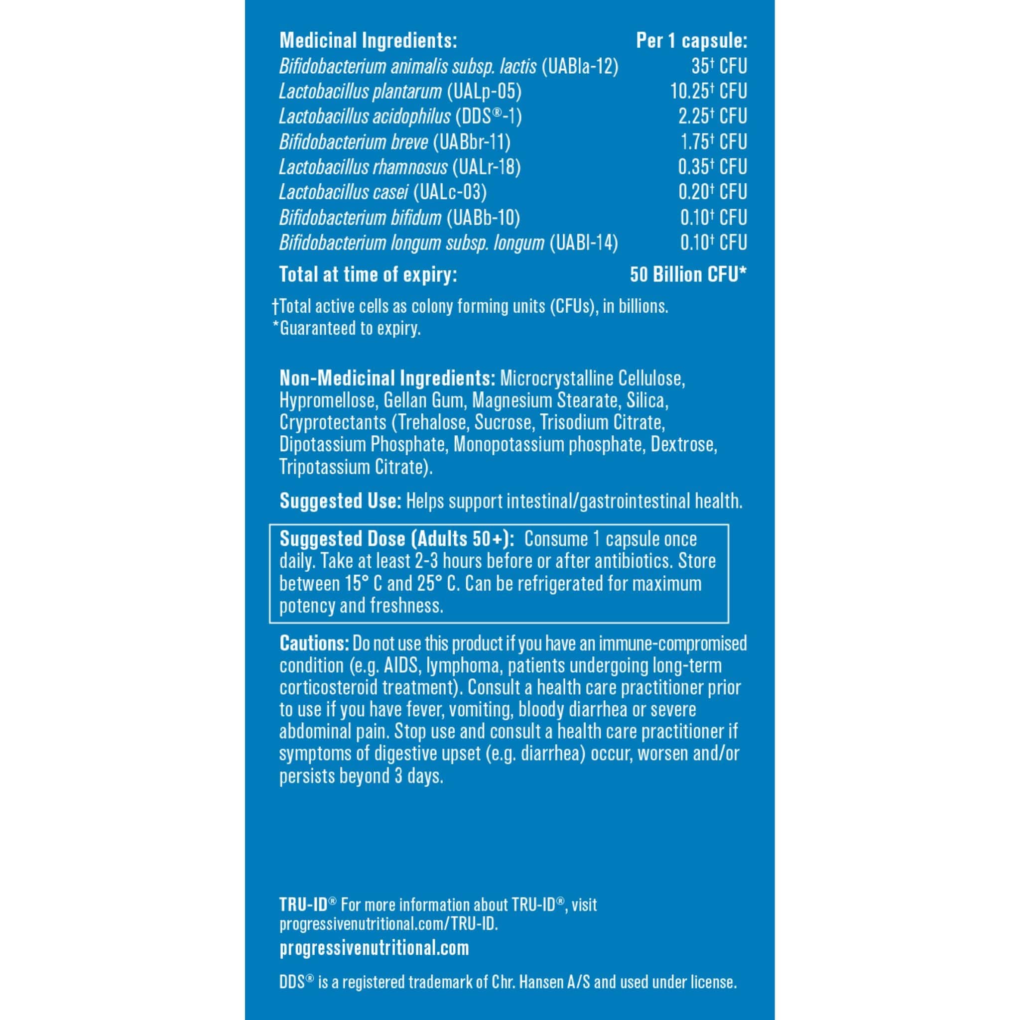 Progressive Perfect Probiotic Adult 50+ 50 Billion, Shelf Stable, 30 Delayed Release Vegetable Capsules - Image 3