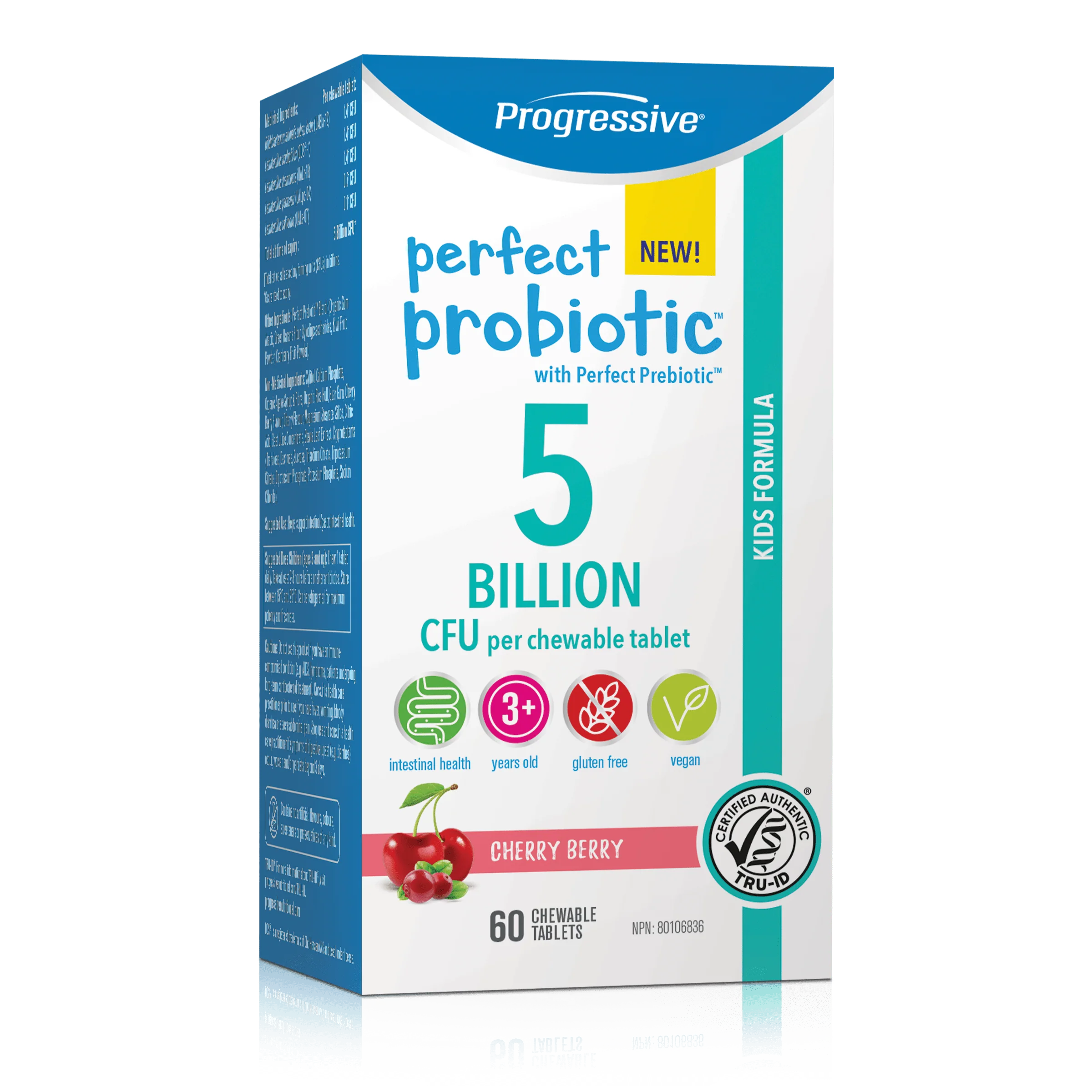 Progressive Perfect Probiotic Kids Probiotic Chewable 5 Billion CFU, 60 Chewable Tablets