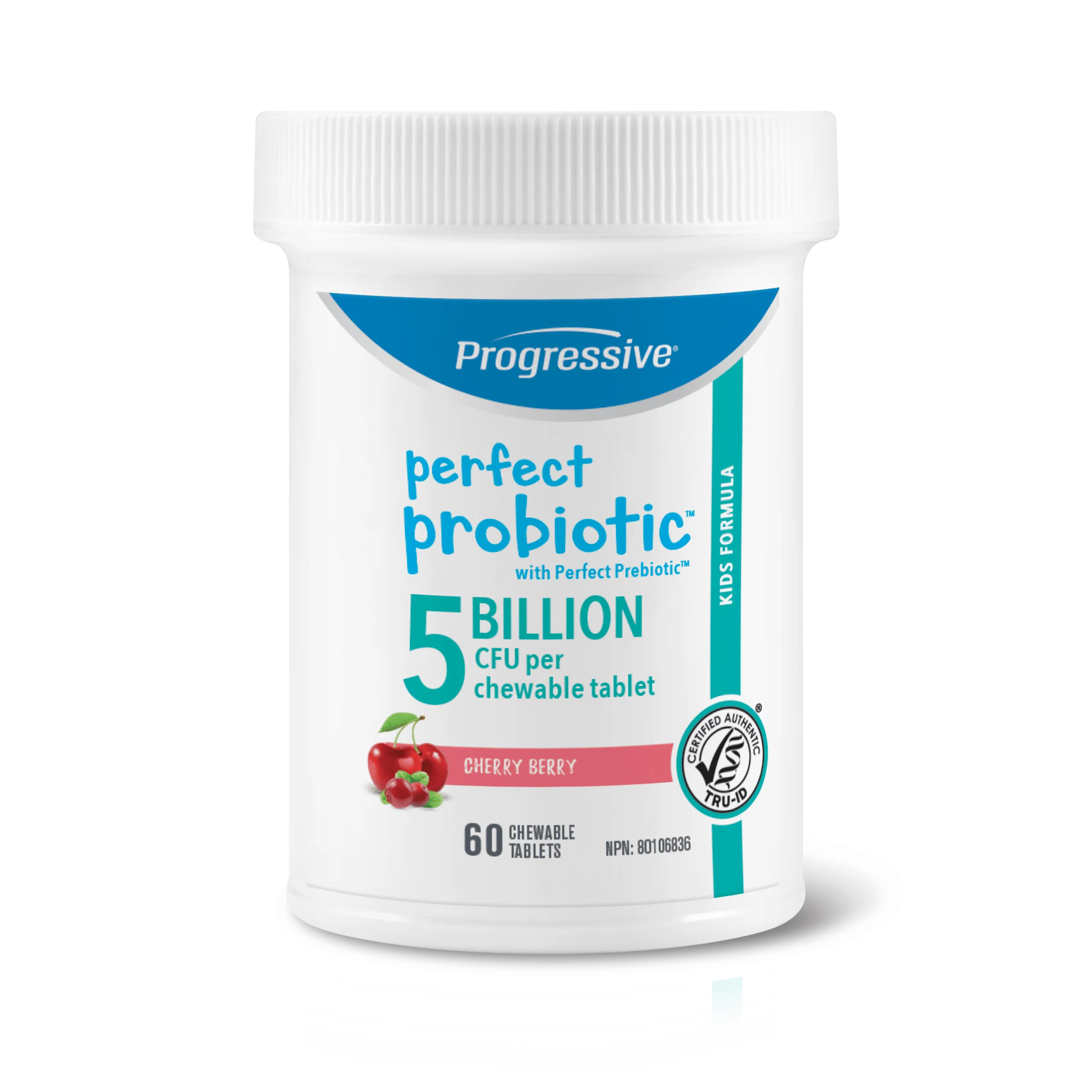 Progressive Perfect Probiotic Kids Probiotic Chewable 5 Billion CFU, 60 Chewable Tablets - Image 2